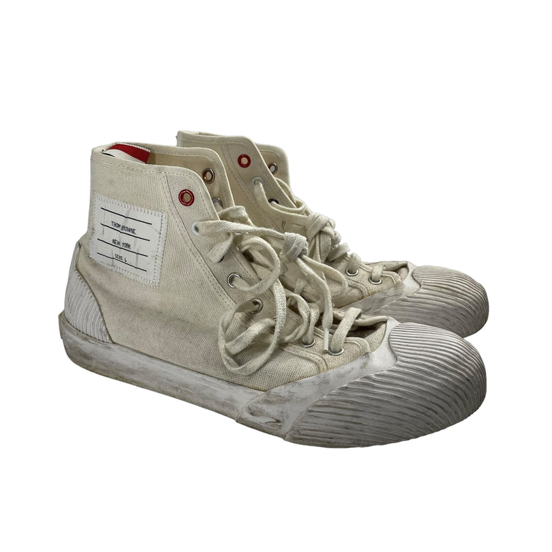 THOM BROWNE. NEW YORK/Hi-Sneakers/US 6/Cotton/WHT/TAG ON OUTSIDE