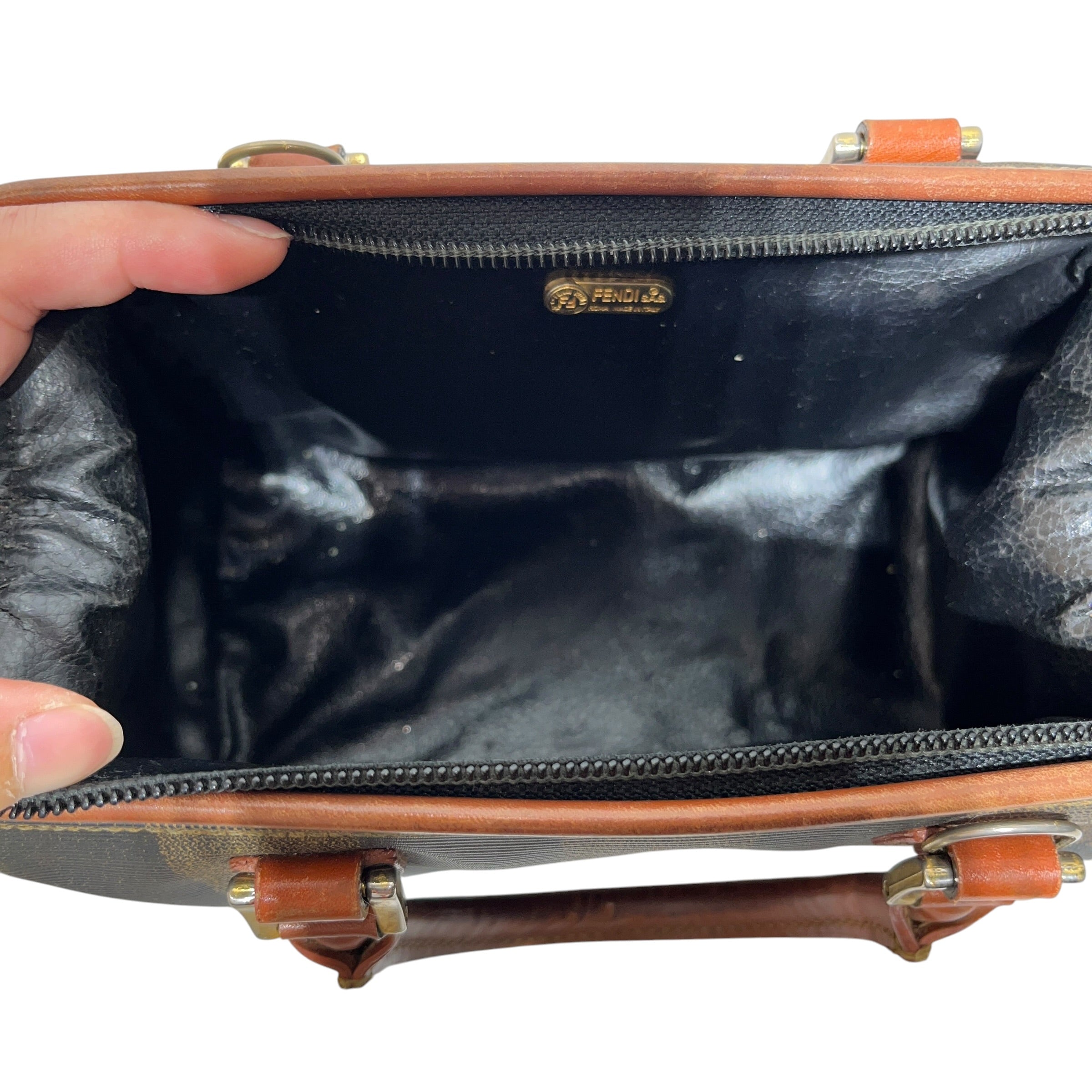 FENDI/Boston Bag/Stripe/Leather/BRW/PEQUIN BOSTON view 7