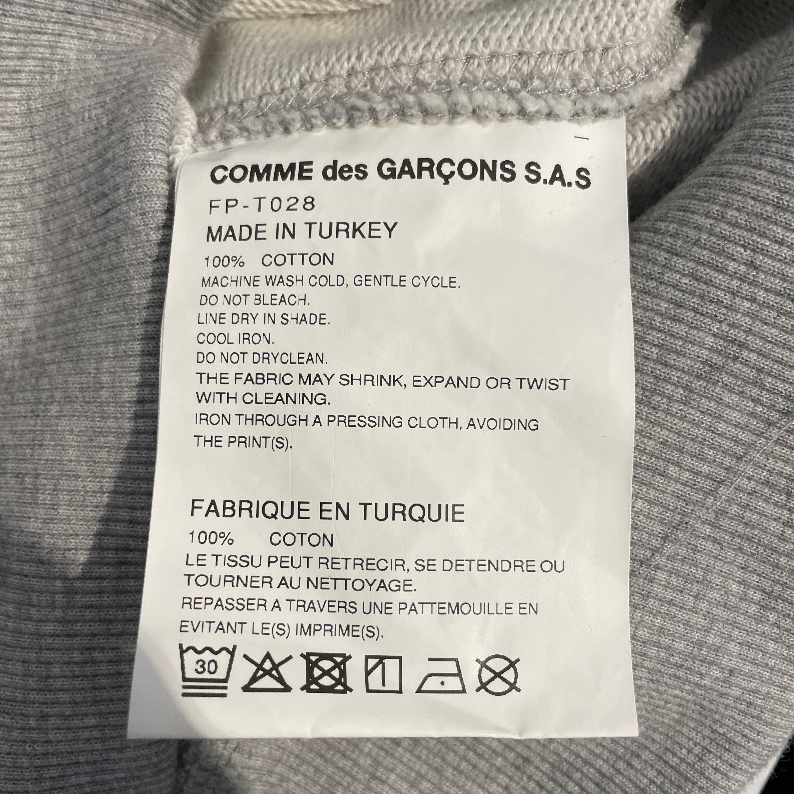 COMME des GARCONS/Hoodie/M/Cotton/GRY/DOUBLE SLEEVE view 4