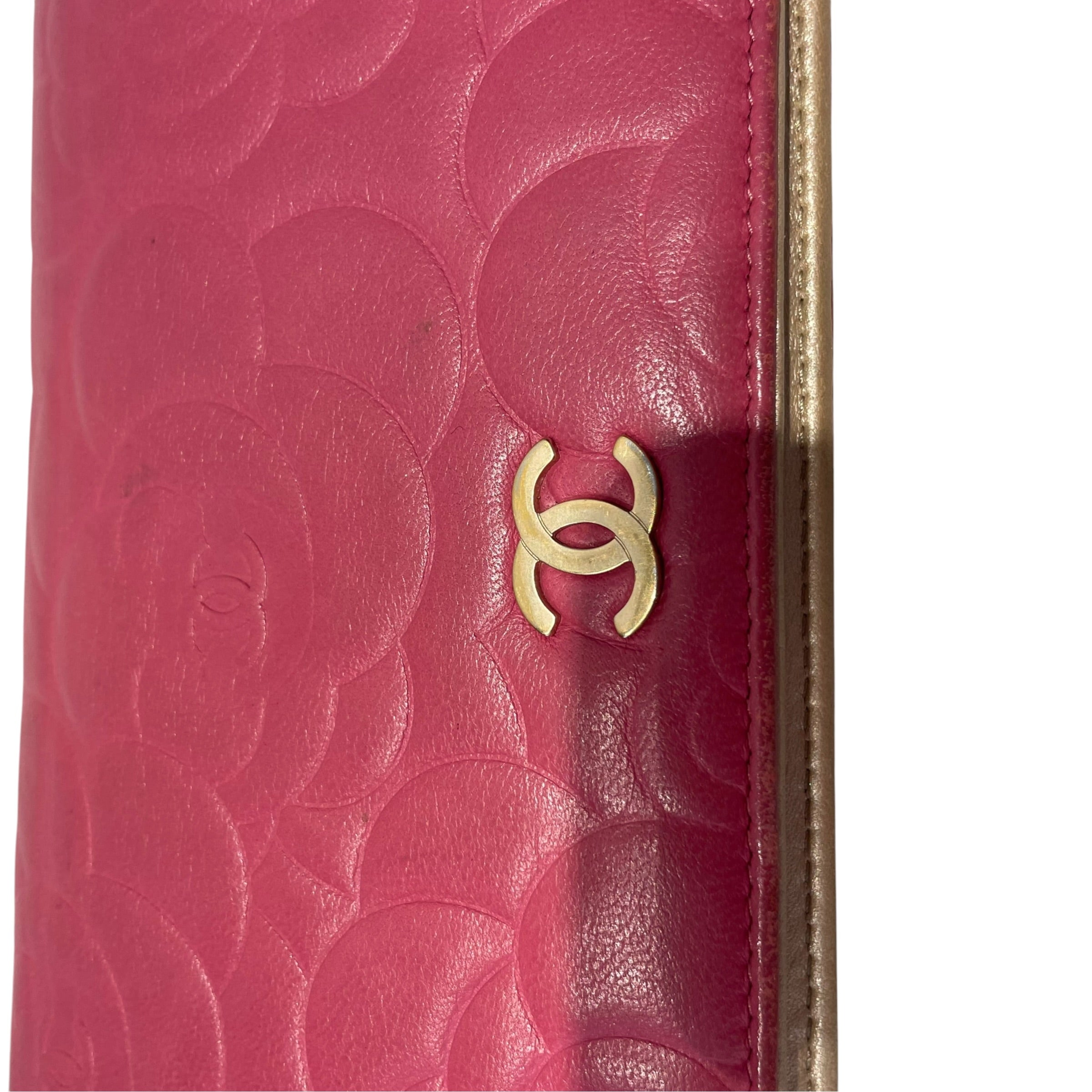 CHANEL/Long Wallet/Floral Pattern/Leather/PNK/L's/Camellia ziparound view 7