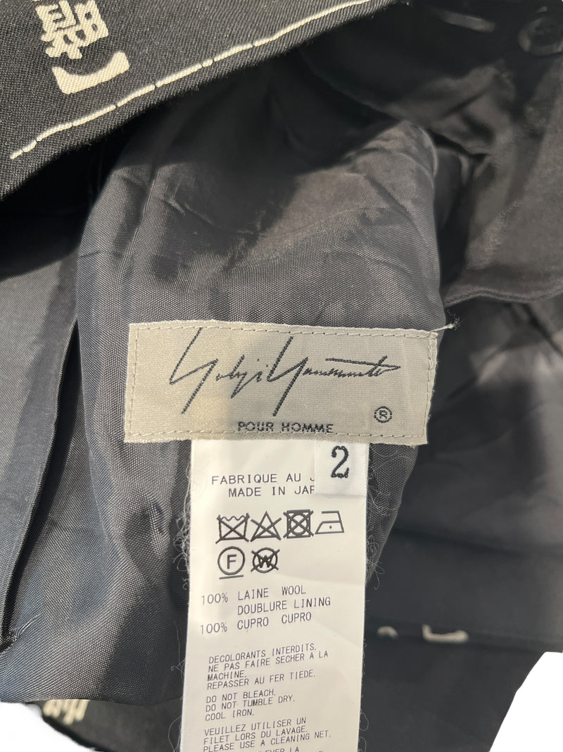 yohji yamamoto POUR HOMME/Straight Pants/2/Cotton/BLK/All Over Print/19AW Dictionary Pants