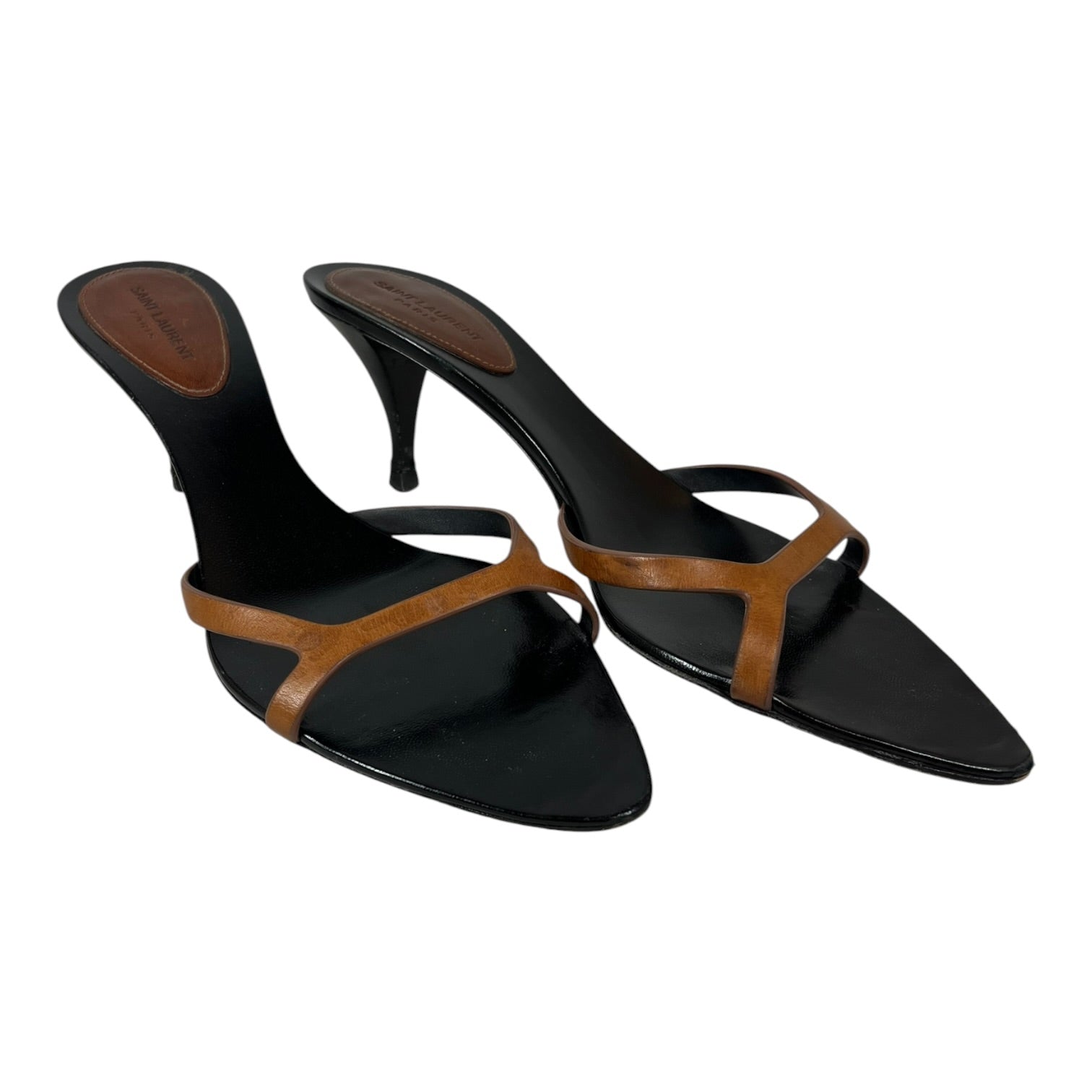 SAINT LAURENT/Heels/EU 39.5/Leather/BLK/CARLA LEATHER MULE view 1