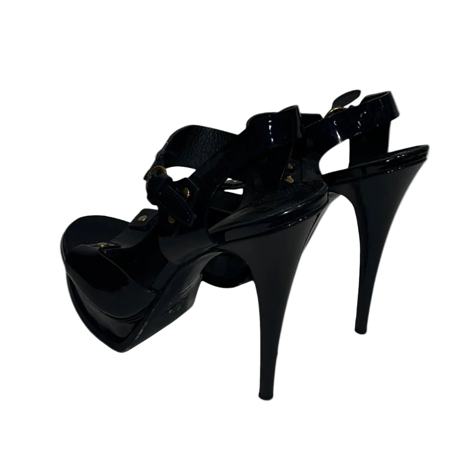 YVES SAINT LAURENT rive gauche/Heels/EU 40/NVY/Buckle Strap patent view 2