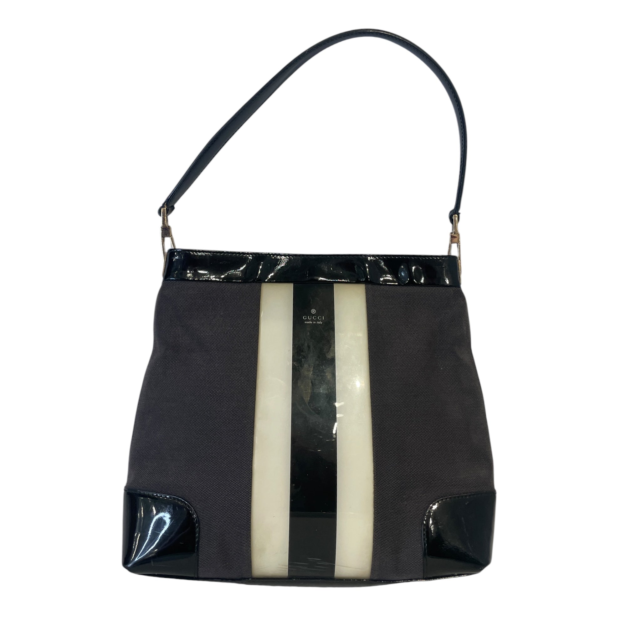 GUCCI/Tote Bag/Leather/BLK/WHITE STRIPE view 1
