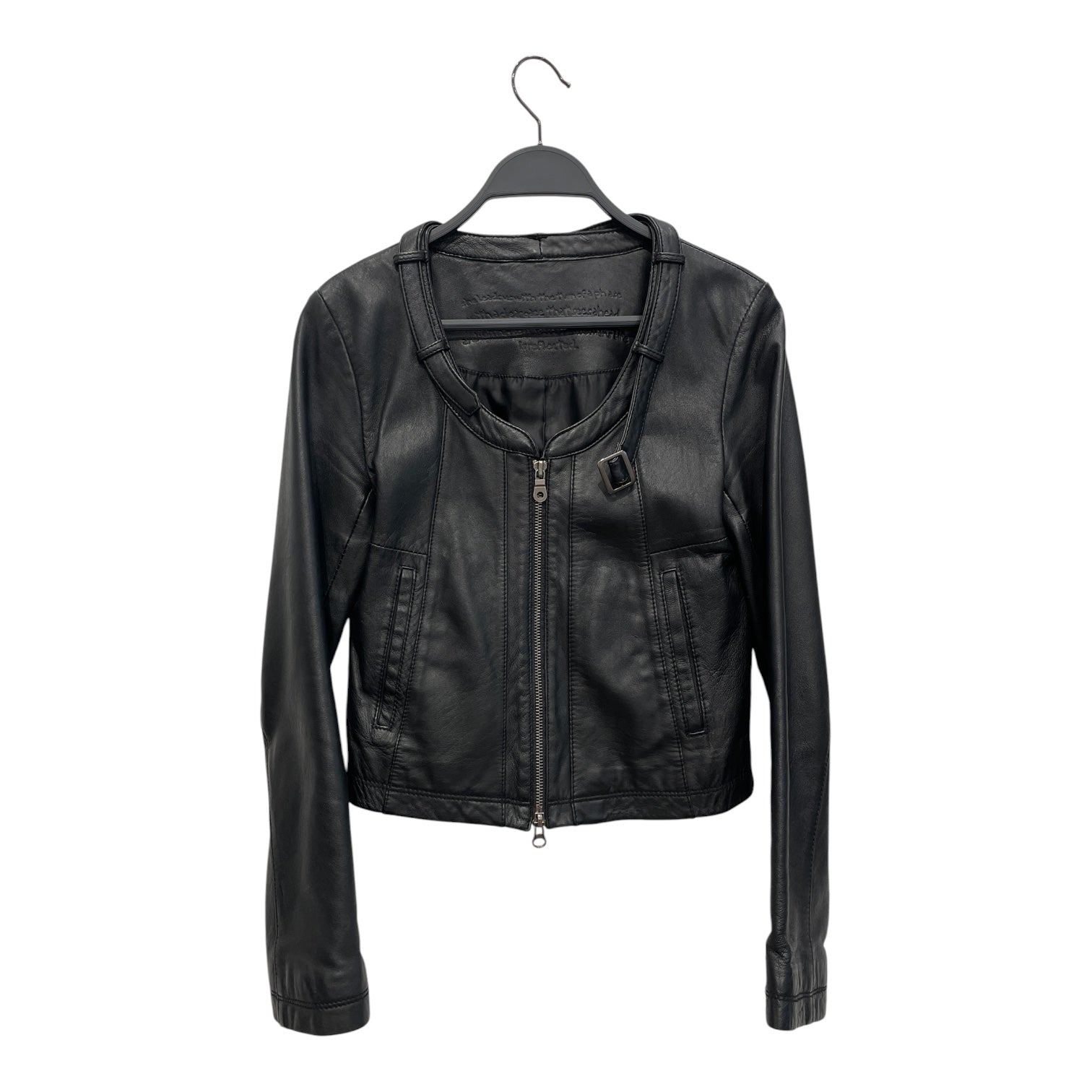 CLEAR PREMIUM/Leather Jkt/38/Leather/BLK/BUCKLED COLLAR CROPPED JKT view 1
