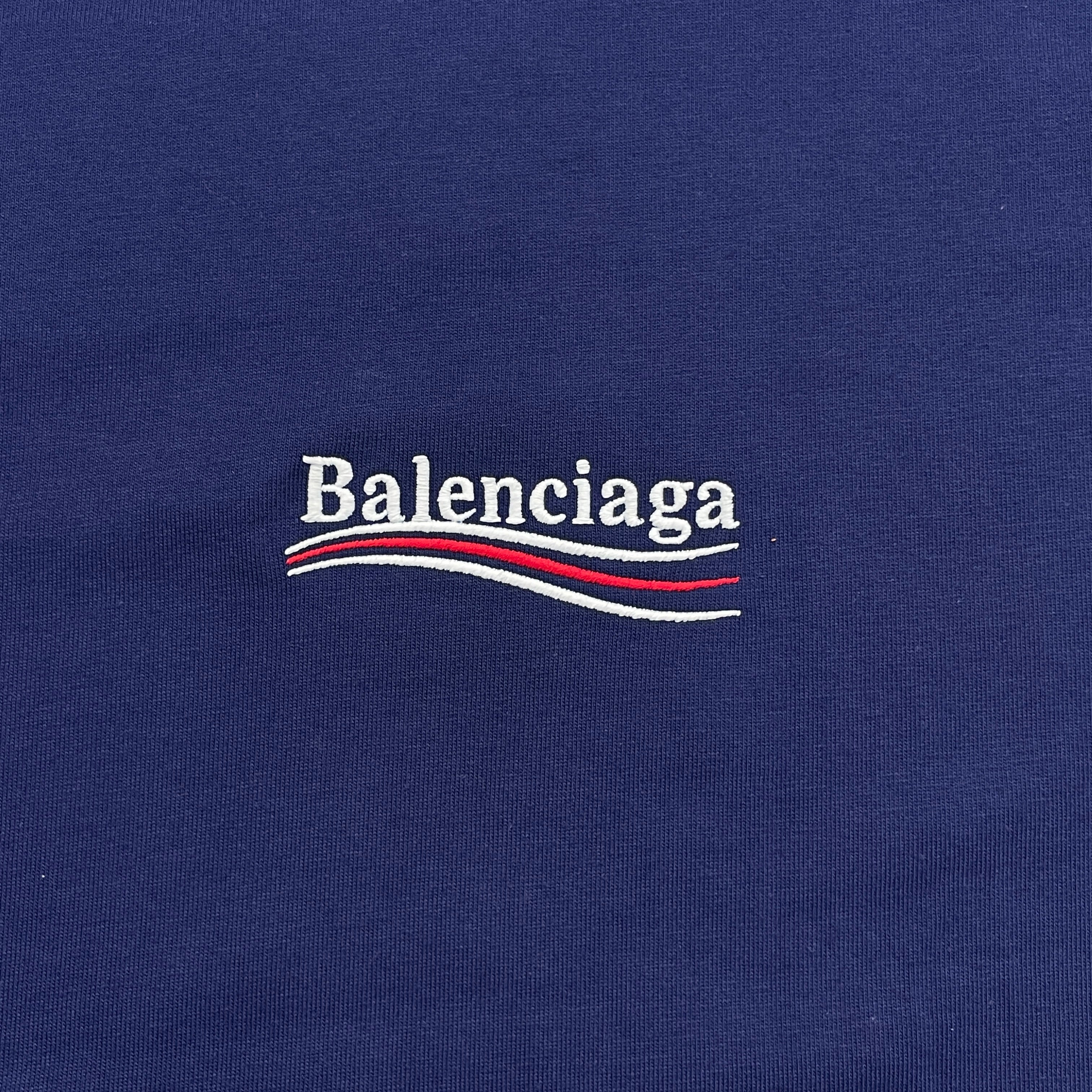 BALENCIAGA/T-Shirt/S/Cotton/BLU/High Neck/ view 3