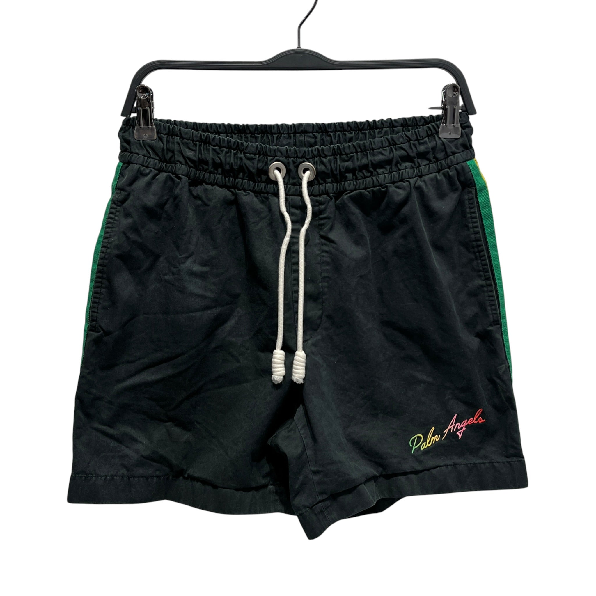 Palm Angels/Shorts/S/Cotton/BLK/Stripe/GREEN STRIPE view 1
