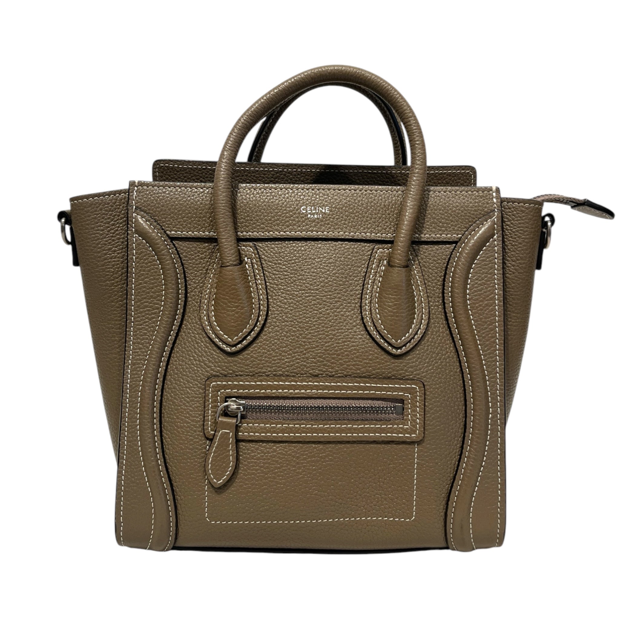 CELINE/Cross Body Bag/Leather/GRY/NANO LUGGAGE BAG view 1