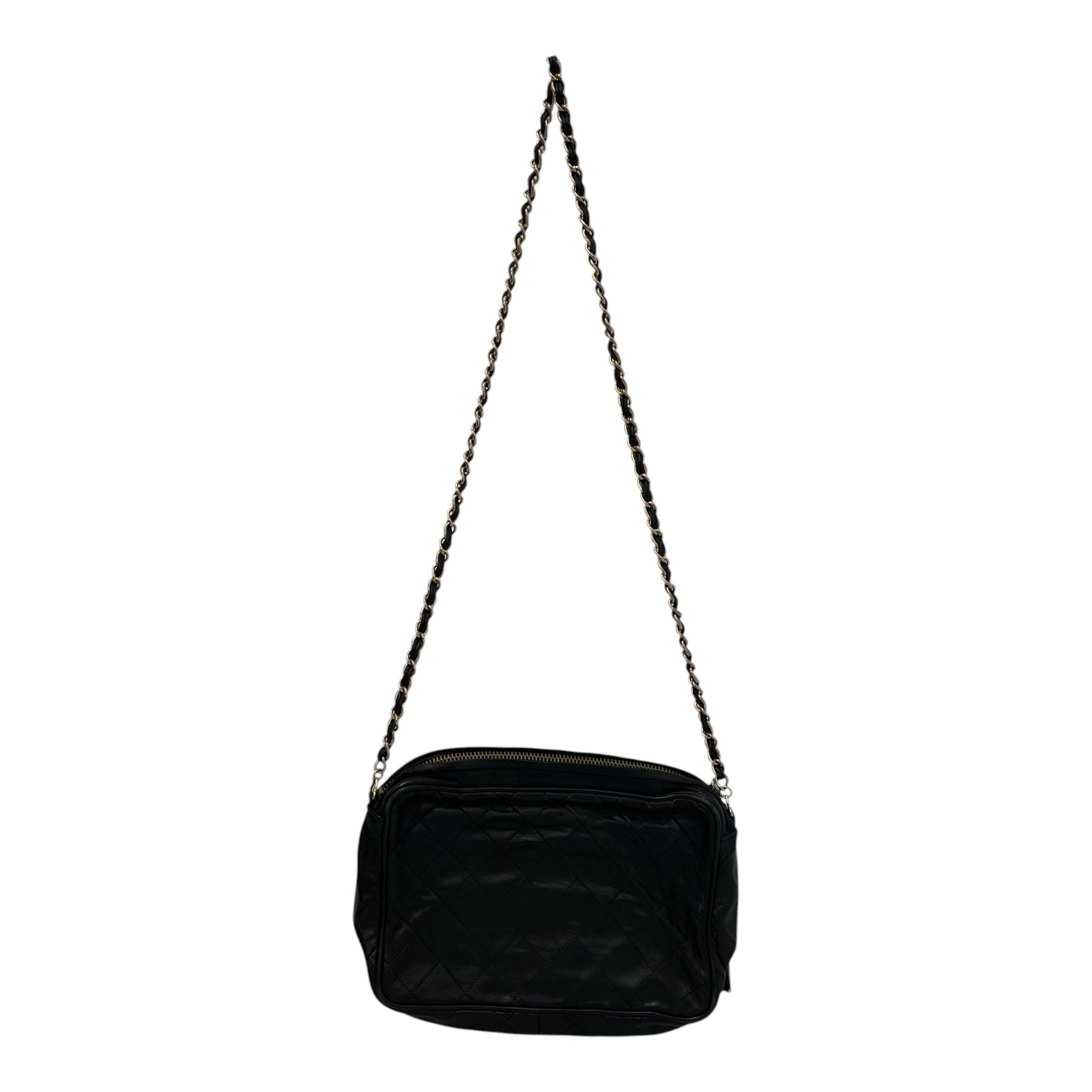 CHANEL/Vintage/Cross Body Bag/Leather/BLK/Camera Tassel view 2