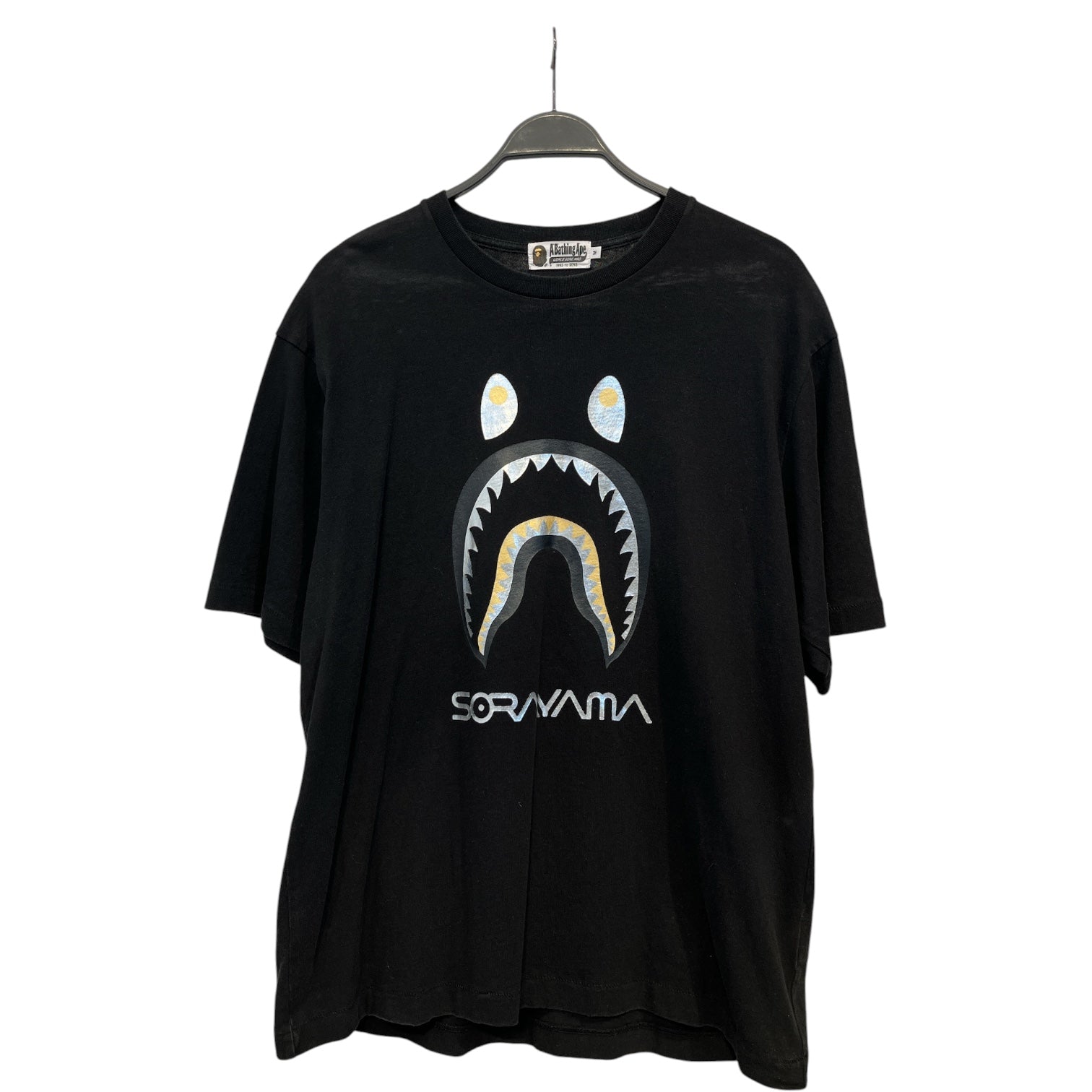 A BATHING APE/T-Shirt/M/Cotton/BLK/SLV SHARK FACE SORAYAMA view 1