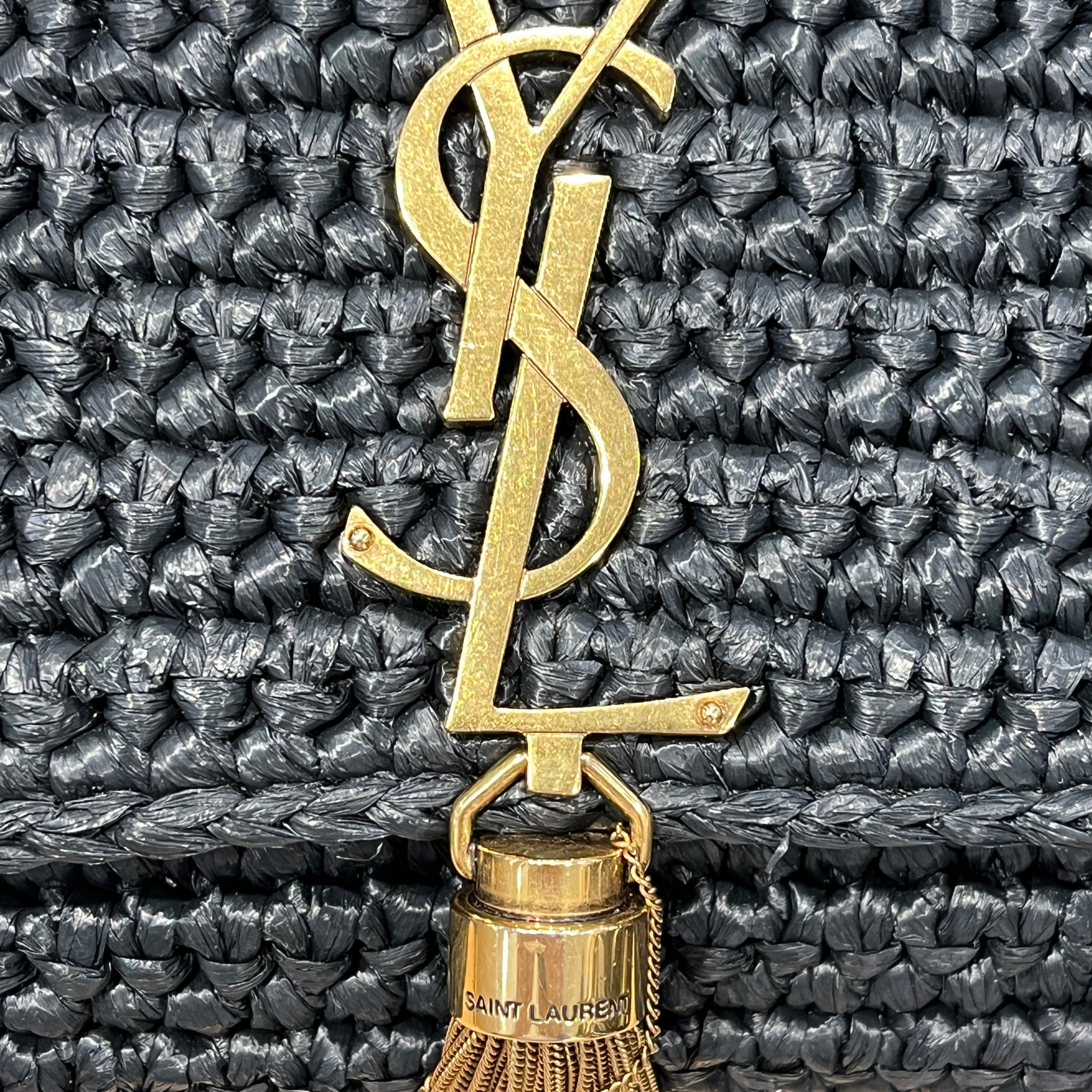YVES SAINT LAURENT/Hand Bag/BLK/RAFFA SHOULDER BAG WOVEN GOLD view 4
