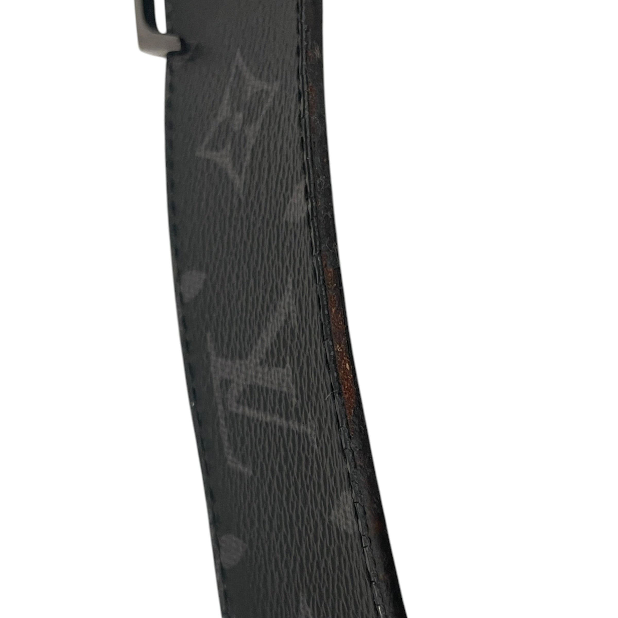 LOUIS VUITTON/Belt/Monogram/Leather/BLK/M's/BLACK LV BUCKLE/DAMAGED view 6
