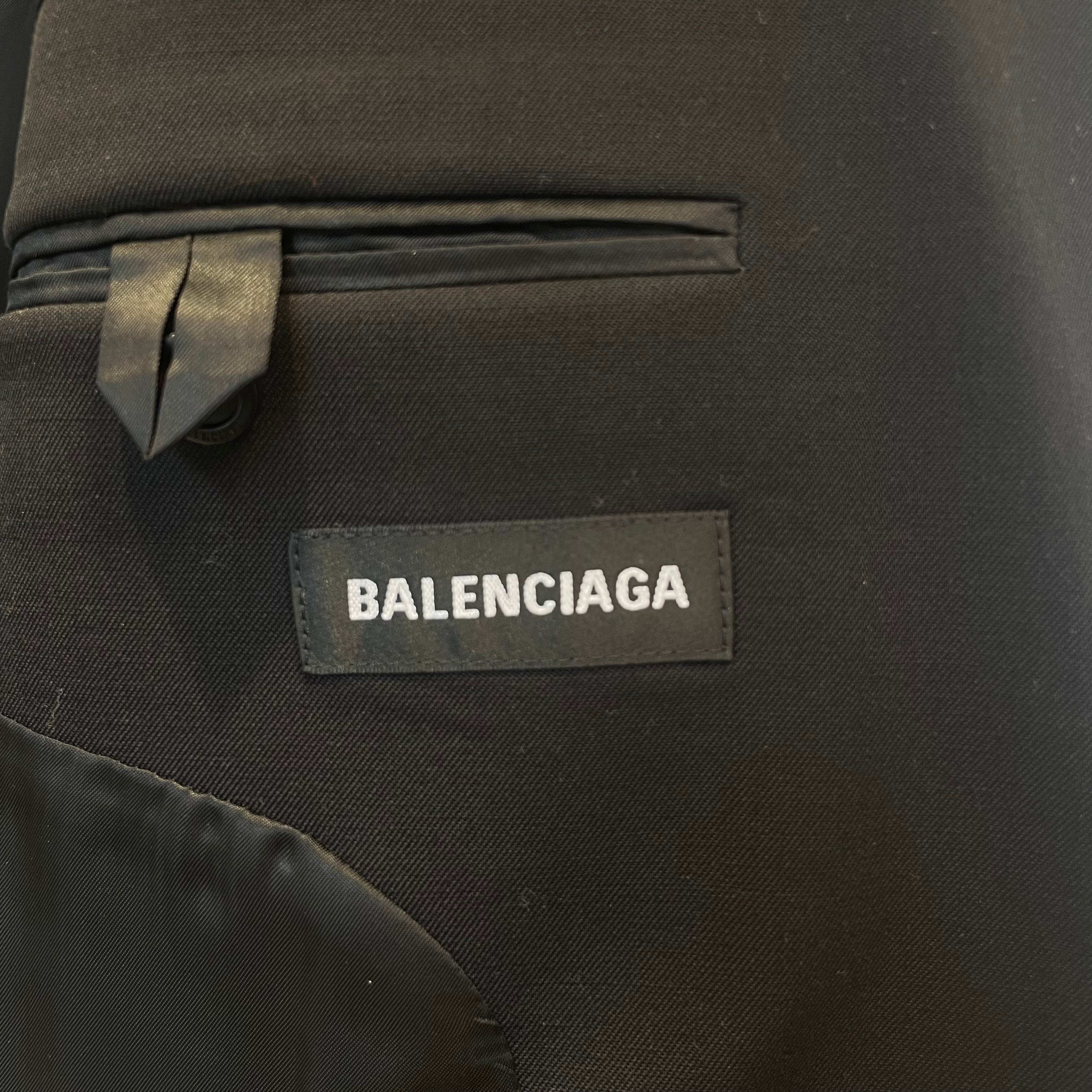 BALENCIAGA/Jacket/46/Cotton/BLK/OS blazer shoulder pads view 4