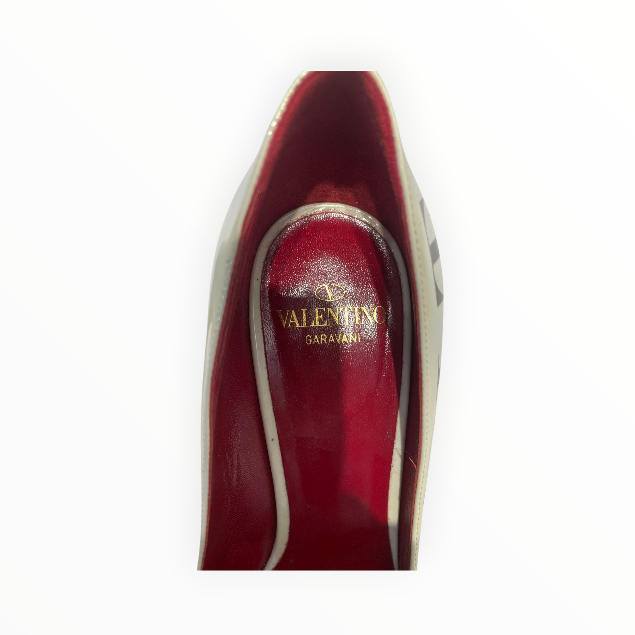 VALENTINO GARAVANI/Heels/EU 37/Graphic/Leather/WHT/RED INSIDE view 3
