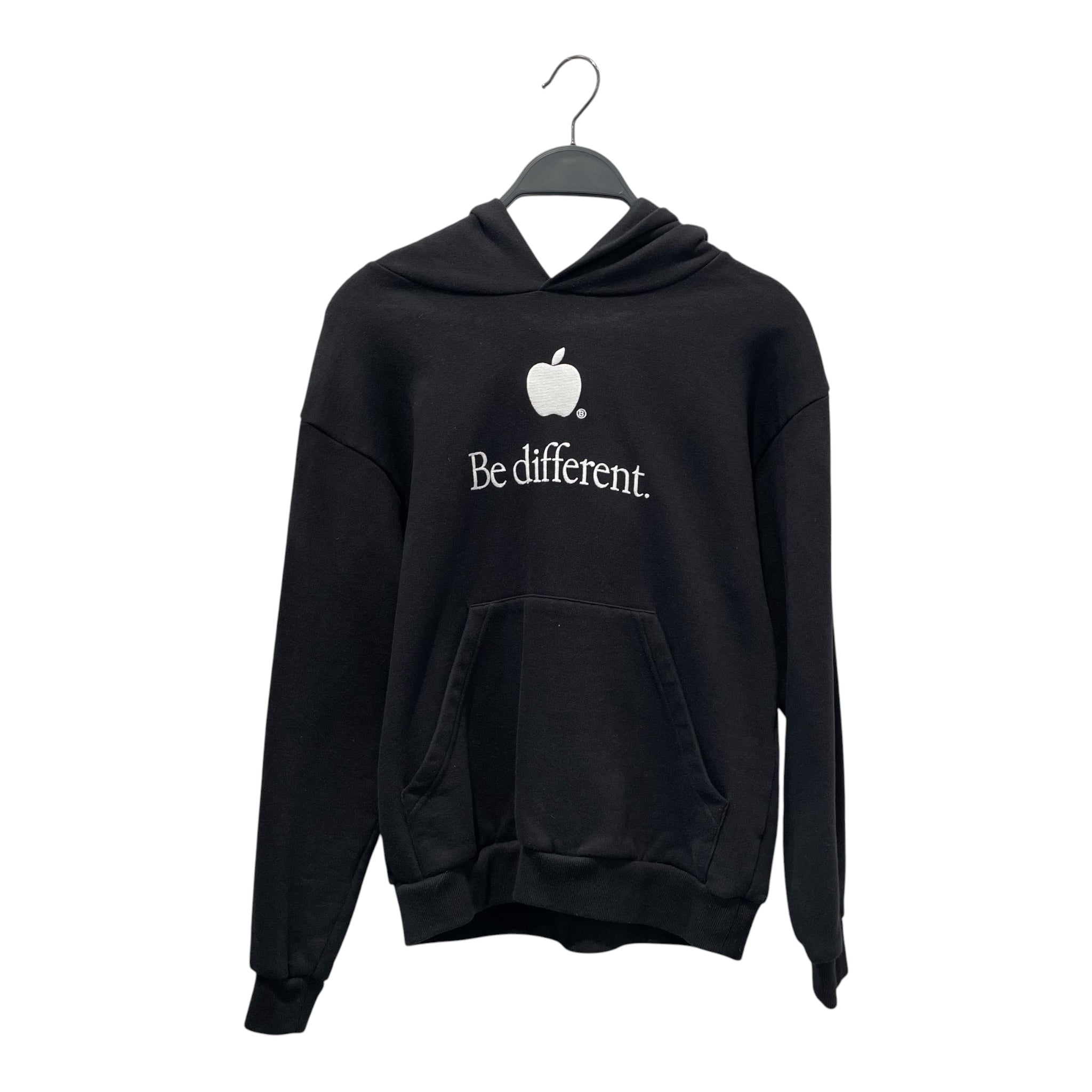 BALENCIAGA/Hoodie/10/Cotton/BLK/Pullover/White Apple on front view 1