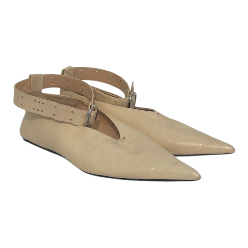 JIL SANDER/Dress Shoes/EU 39.5/Goat Leather/BEG/Ankle Strap/paige bin buckle loafer