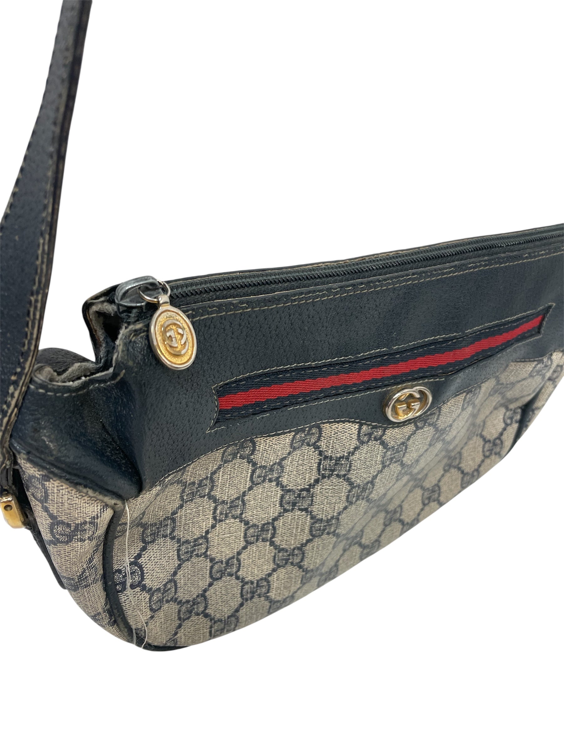 GUCCI/Cross Body Bag/Monogram/Leather/NVY/OPHIDIA WEB STRIPE view 6