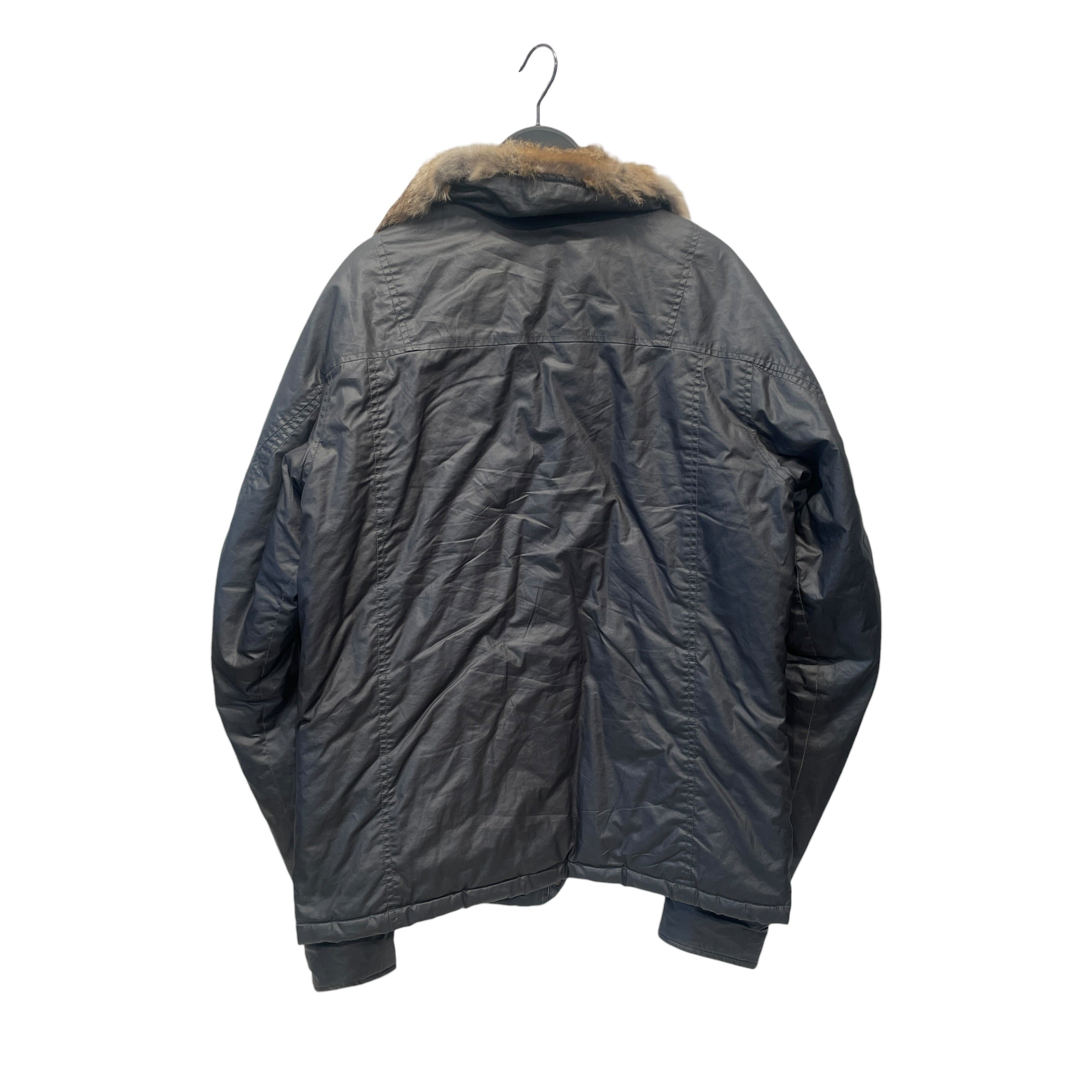 EMPORIO ARMANI/Puffer Jkt/L/Nylon/GRY/90S RABBIT FUR COLLAR PUFFER view 2
