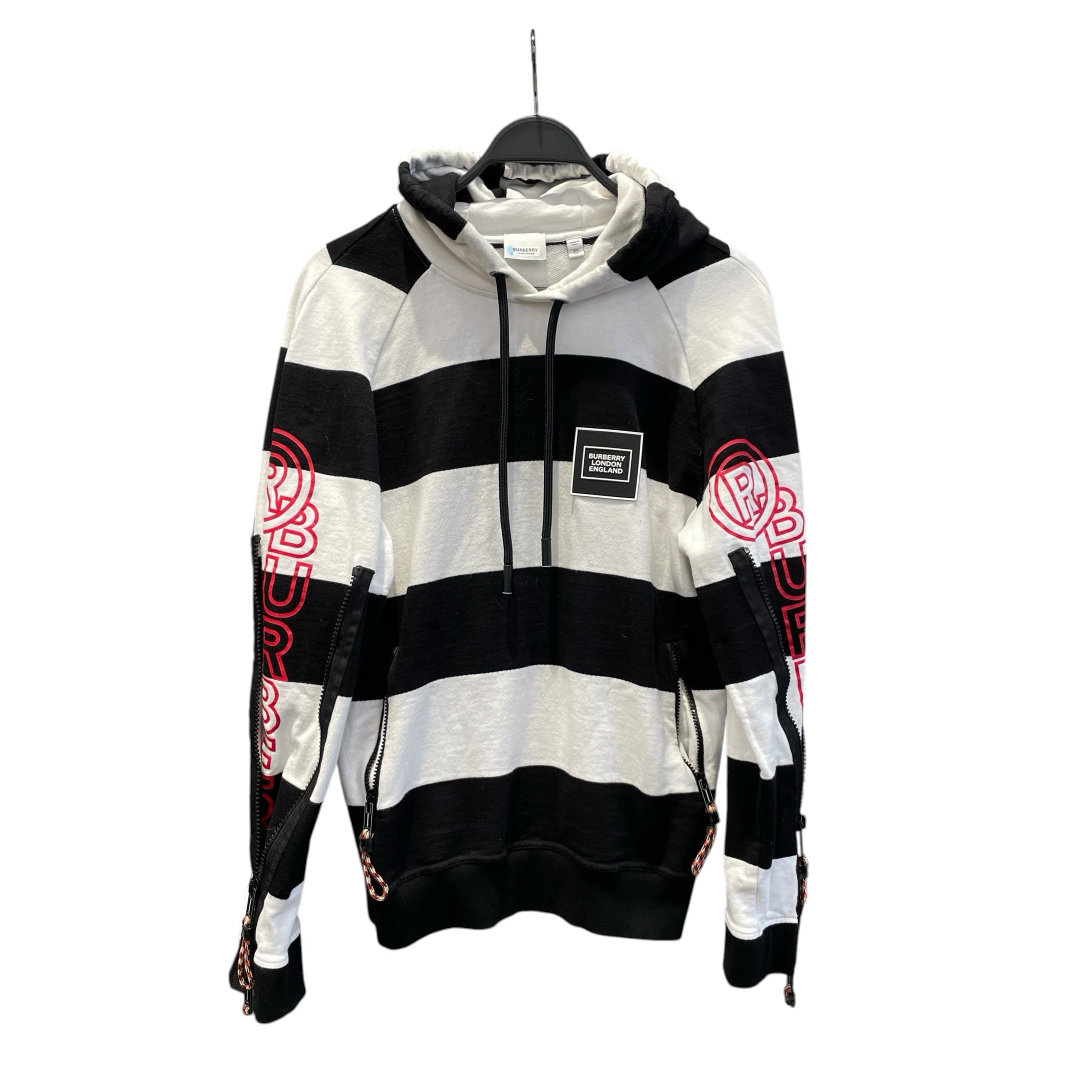BURBERRY LONDON/Hoodie/XS/Stripe/Cotton/MLT/zip up sleeves red logo view 1