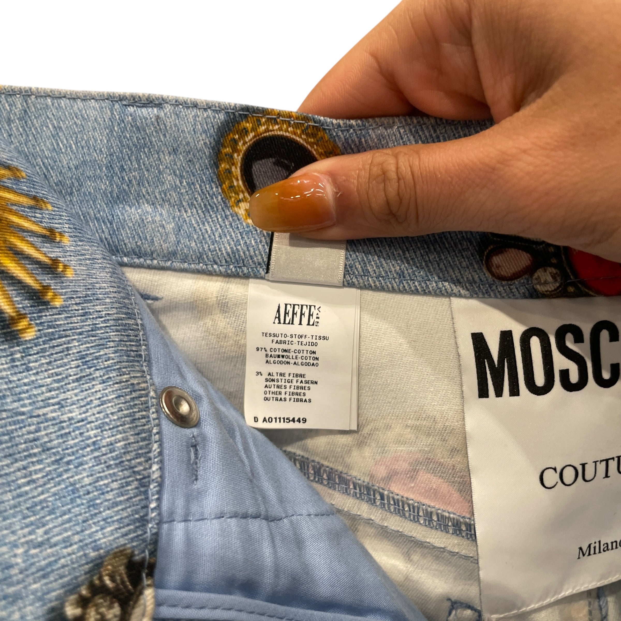 MOSCHINO/Long Skirt/4/Graphic/Cotton/BLU/GEM PRINT DENIM SKIRT view 3