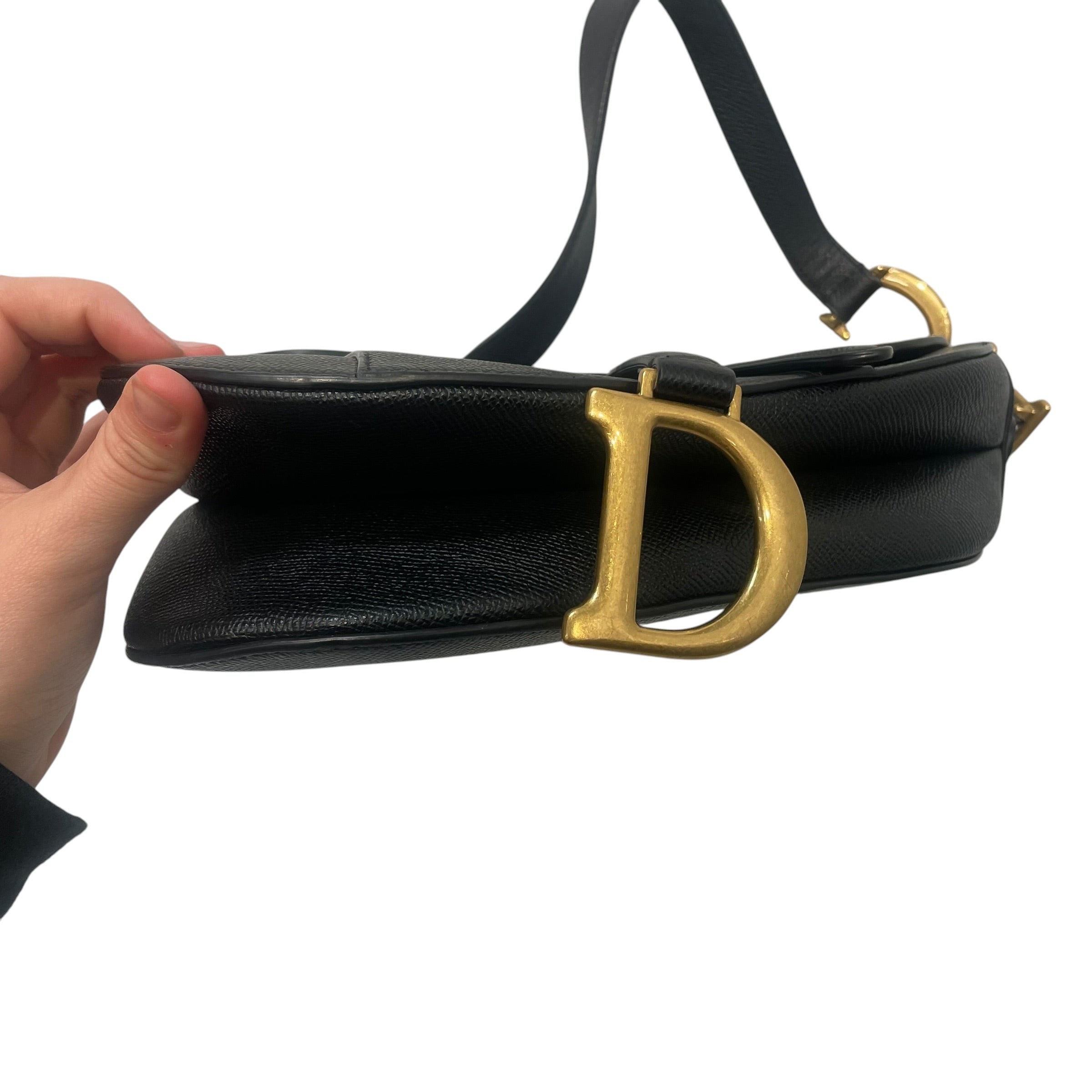 Christian Dior/Hand Bag/Leather/BLK/Saddle Bag view 3
