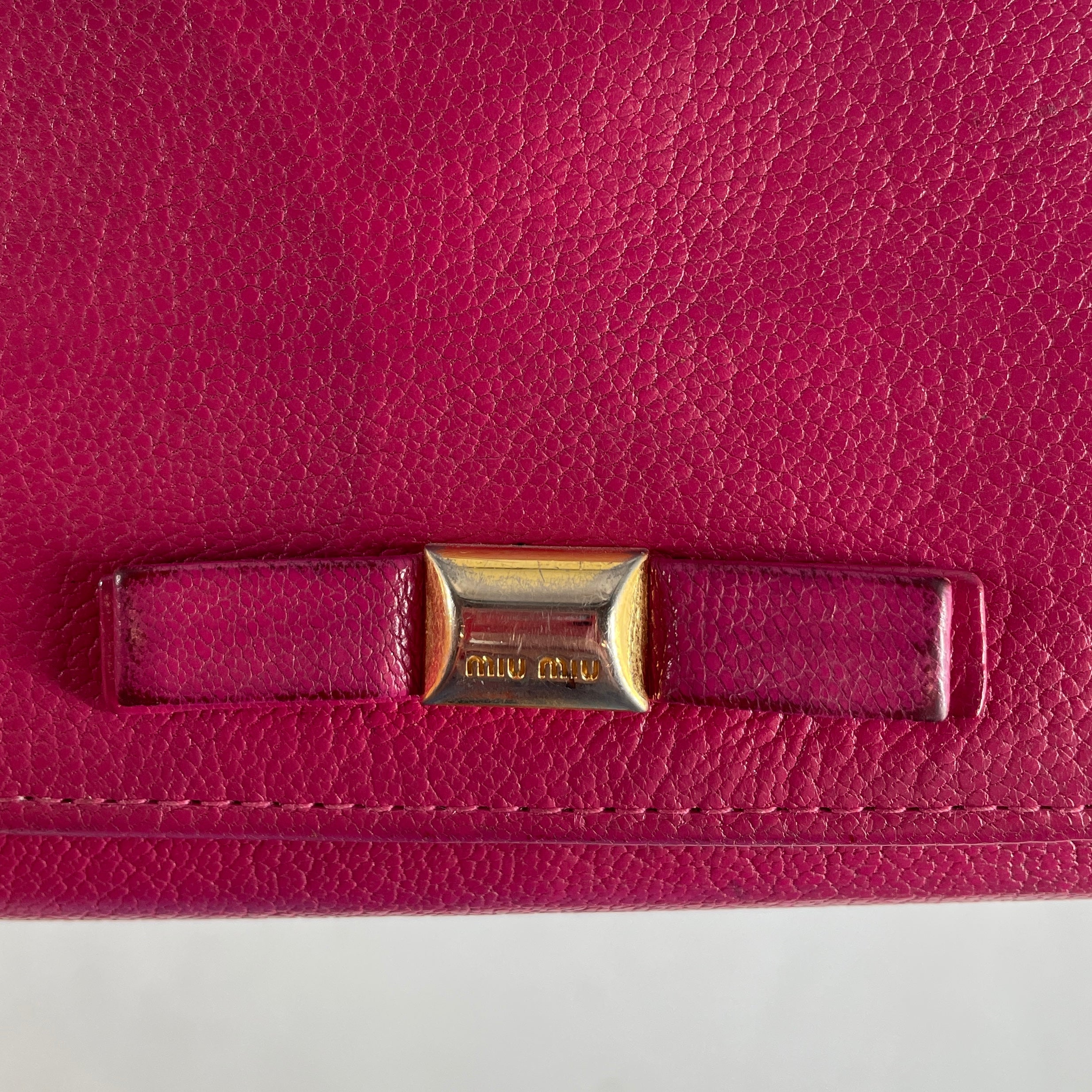 MIU MIU/Long Wallet/Leather/PNK/RIBBON WITH GOLD LOGO view 4