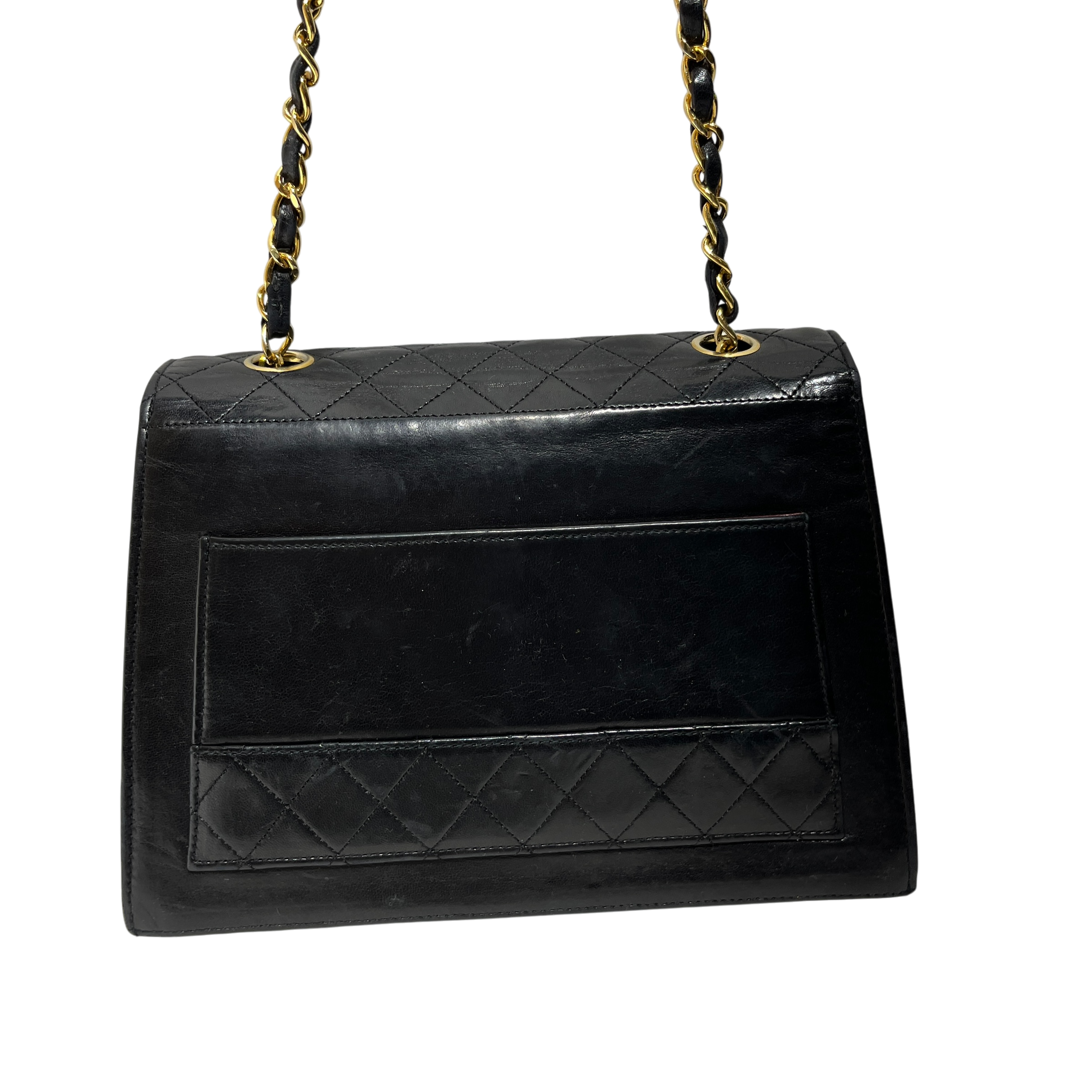CHANEL/Cross Body Bag/Leather/BLK/Quilted Flap Bag view 3