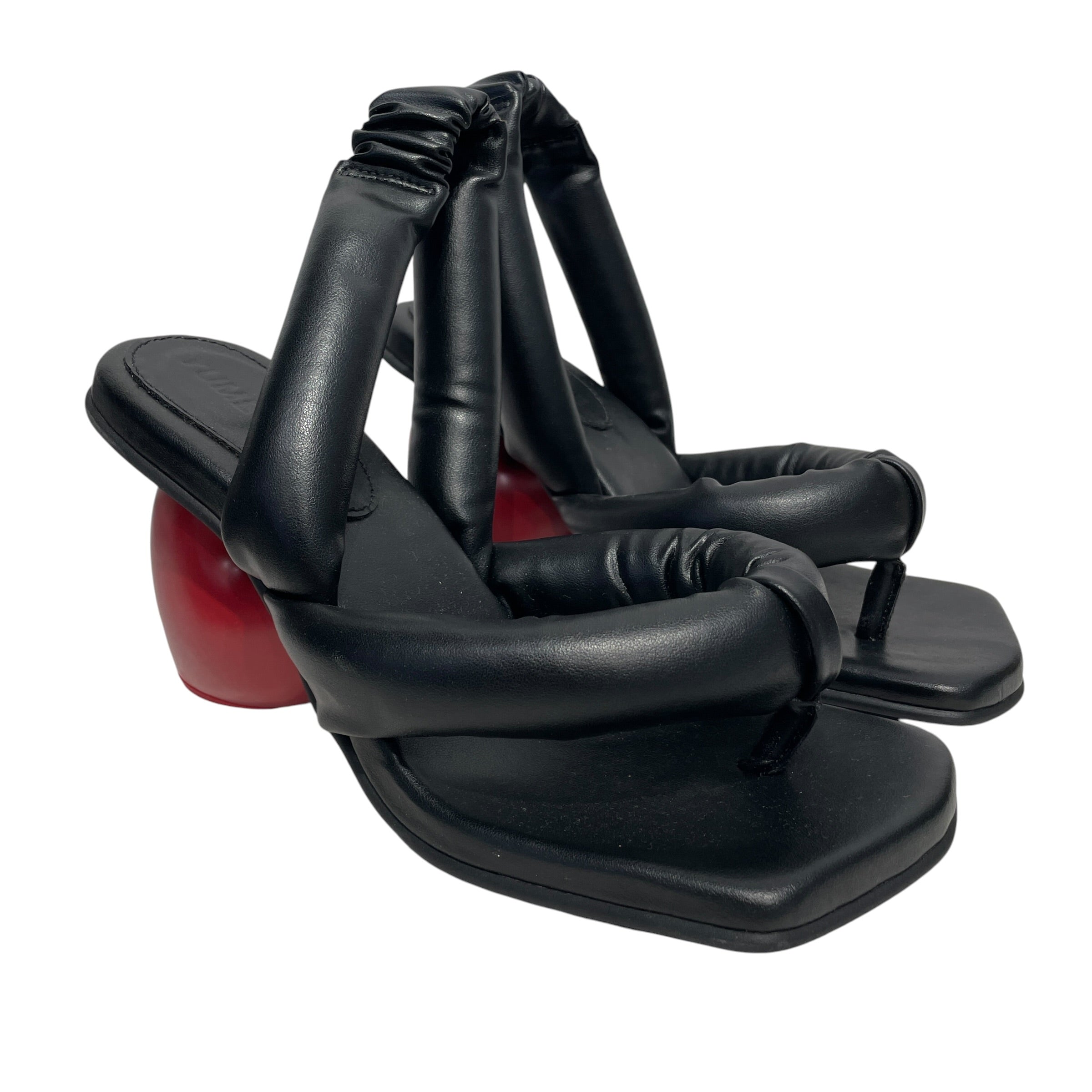 YUME YUME/Heels/US 8.5/Leather/BLK/puffy/heart heel/strappy/sqr view 1