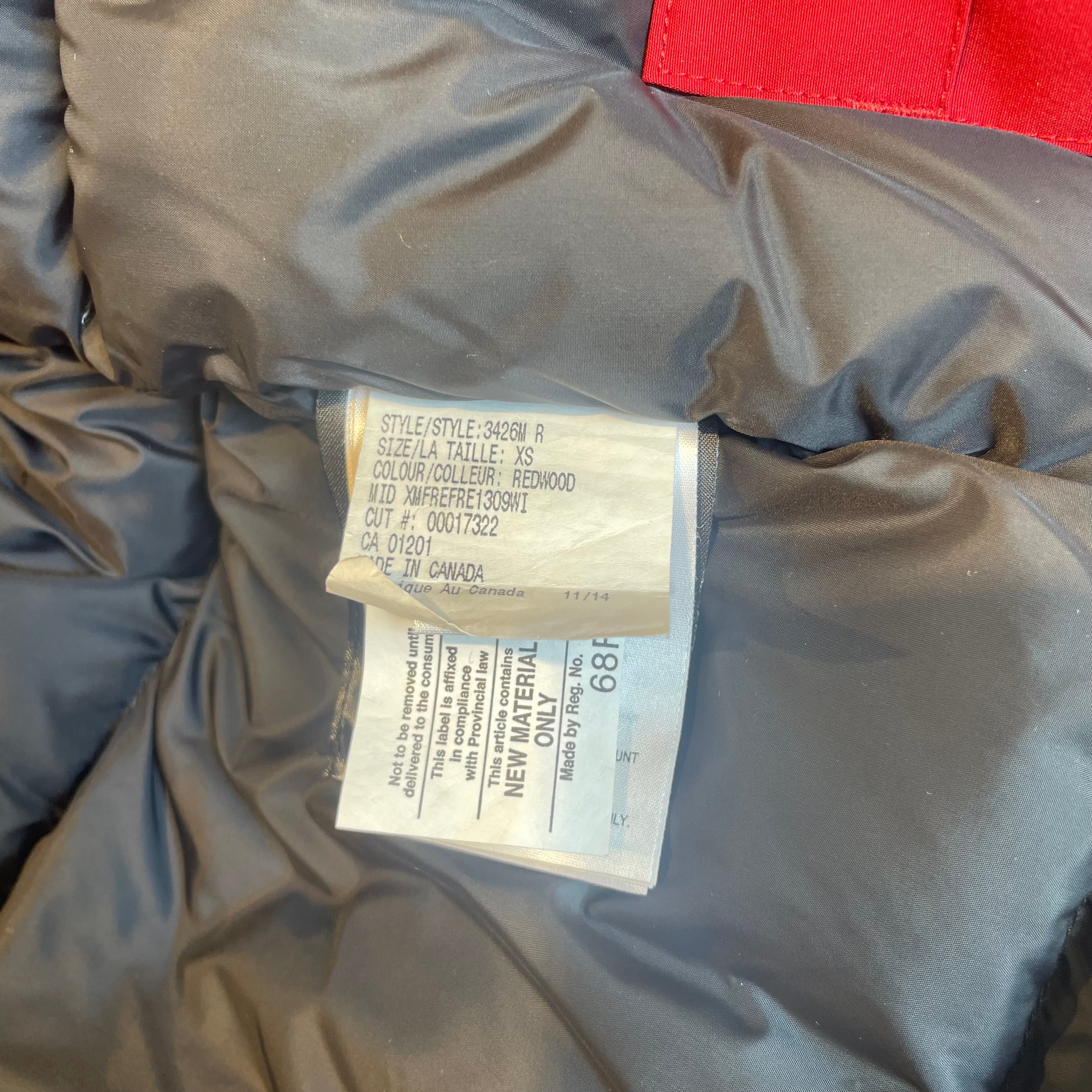 CANADA GOOSE/Coat/XS/RED/parka/fur neck/patch left arm view 7