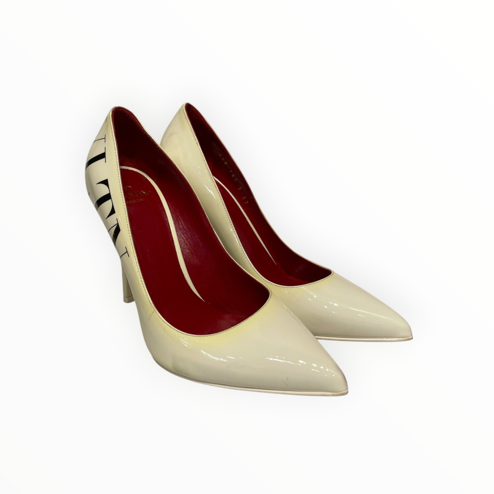 VALENTINO GARAVANI/Heels/EU 37/Graphic/Leather/WHT/RED INSIDE view 1