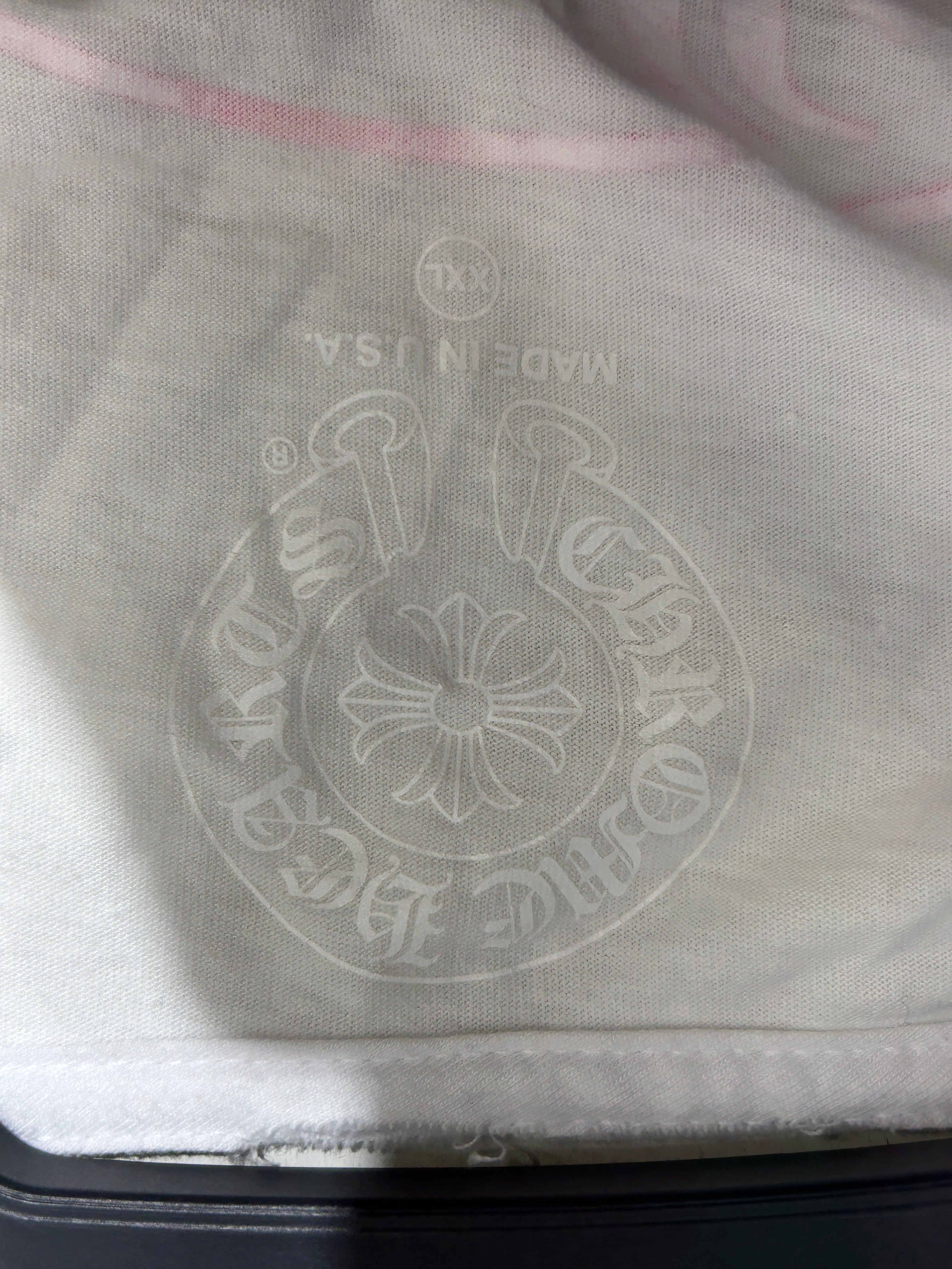 CHROME HEARTS/T-Shirt/XXL/Cotton/WHT/pink horseshoe view 3