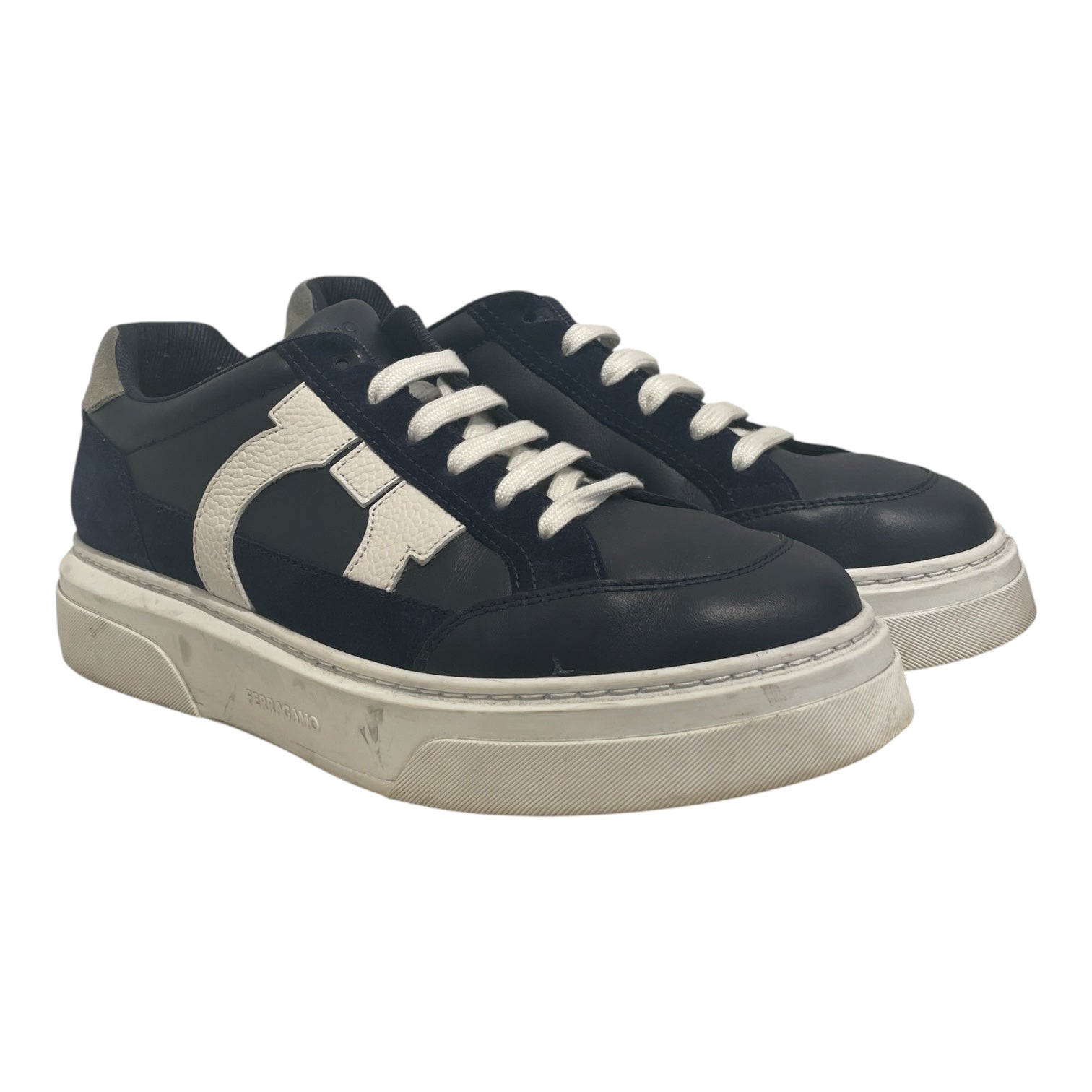 Salvatore Ferragamo/Low-Sneakers/US 11/Leather/NVY/Low Sneaker w/ Gancini Detail view 1