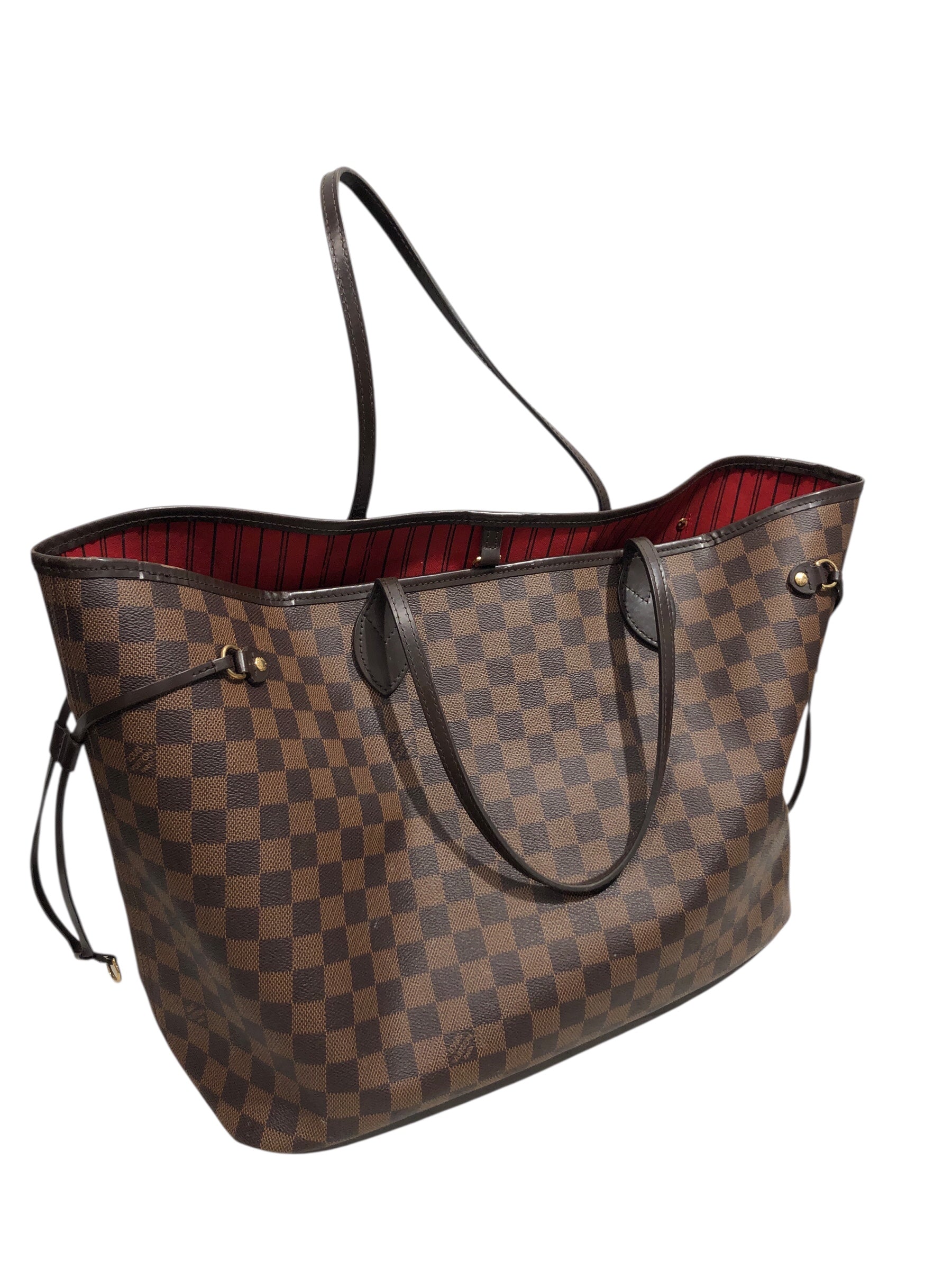LOUIS VUITTON/Tote Bag/Glen Check/Leather/BRW/Neverfull GM Damier Ebene Canv view 2