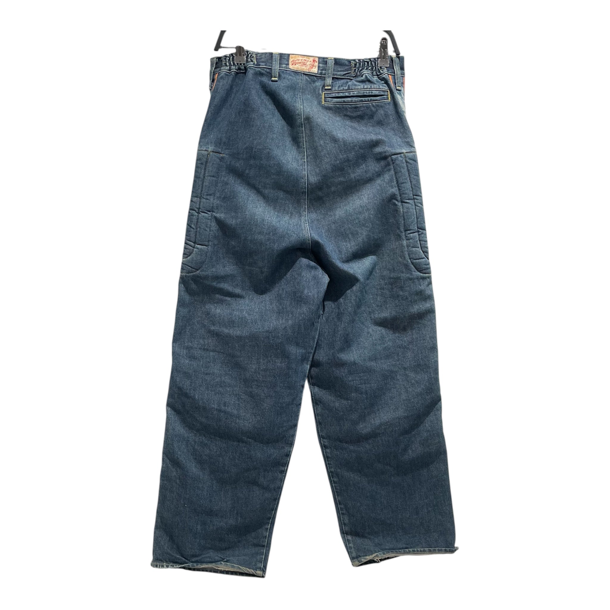 KAPITAL/Pants/3/Denim/BLU/High-waisted/Stripe/padded 'moto-kross' orange view 2