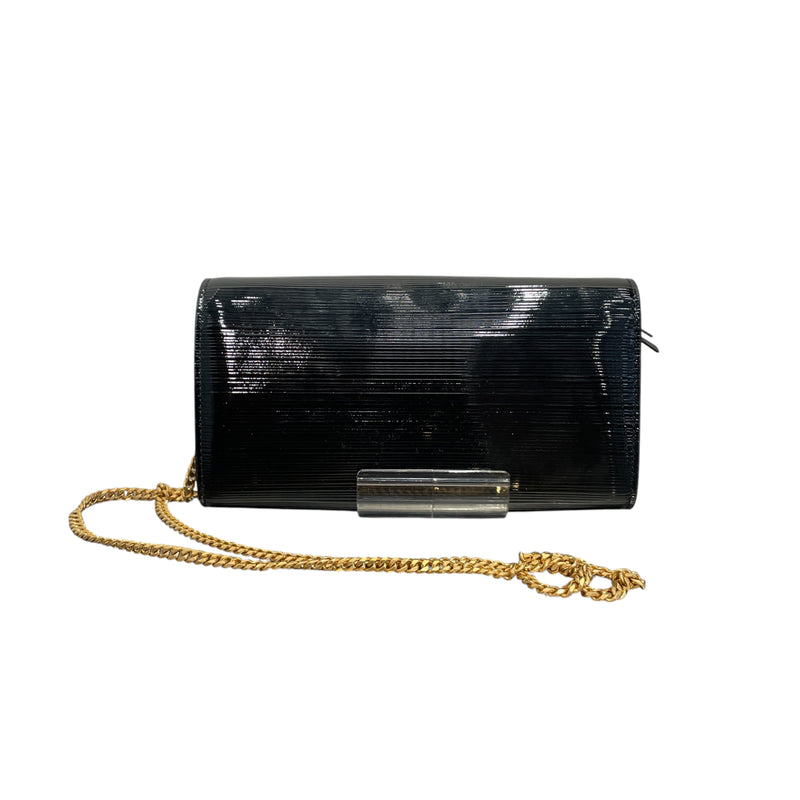 BALMAIN/Cross Body Bag/Leather/BLK/TRIFOLD PATENT CALFSKIN