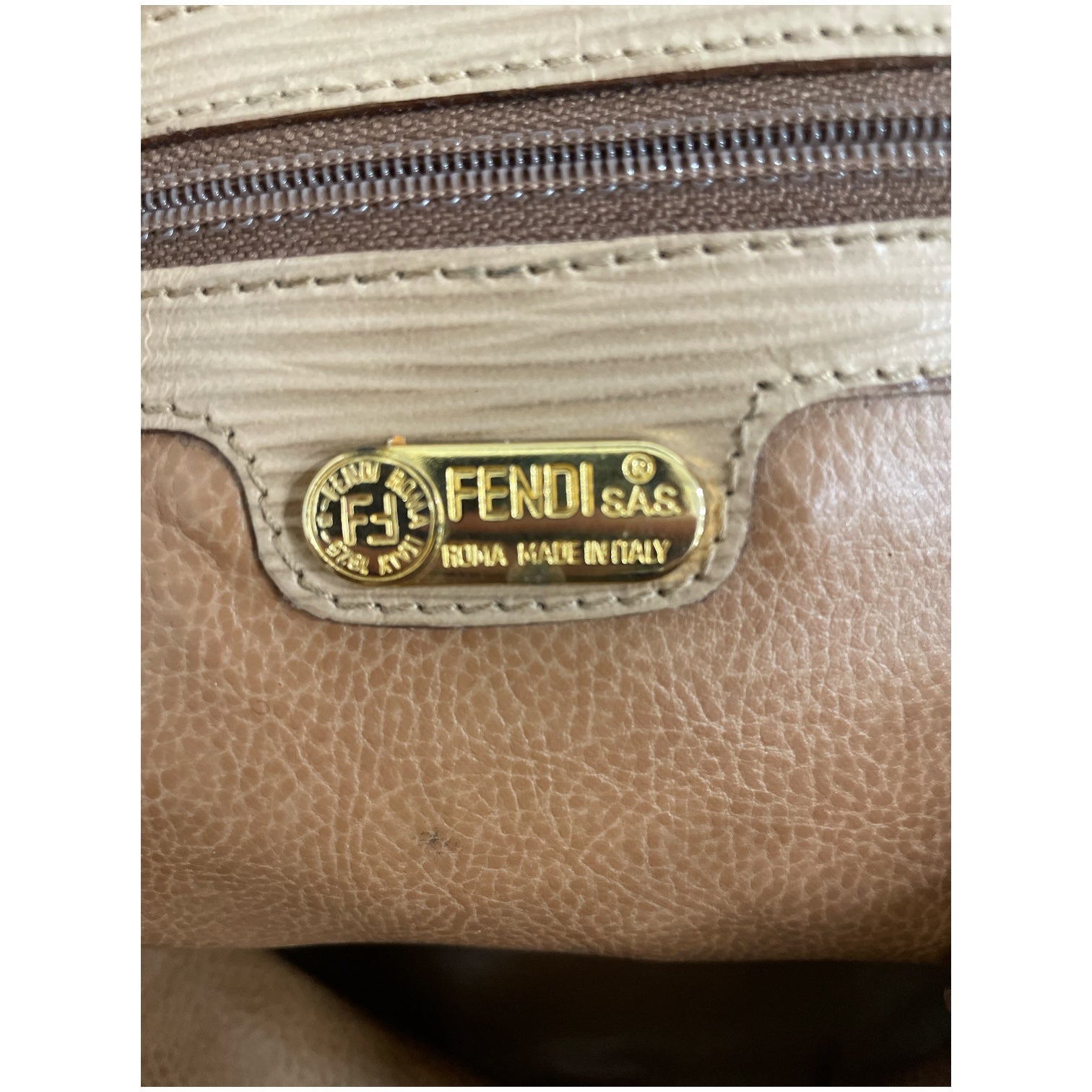 FENDI/Cross Body Bag/Leather/BEG/Beige Epi Leather Double F Bag view 5