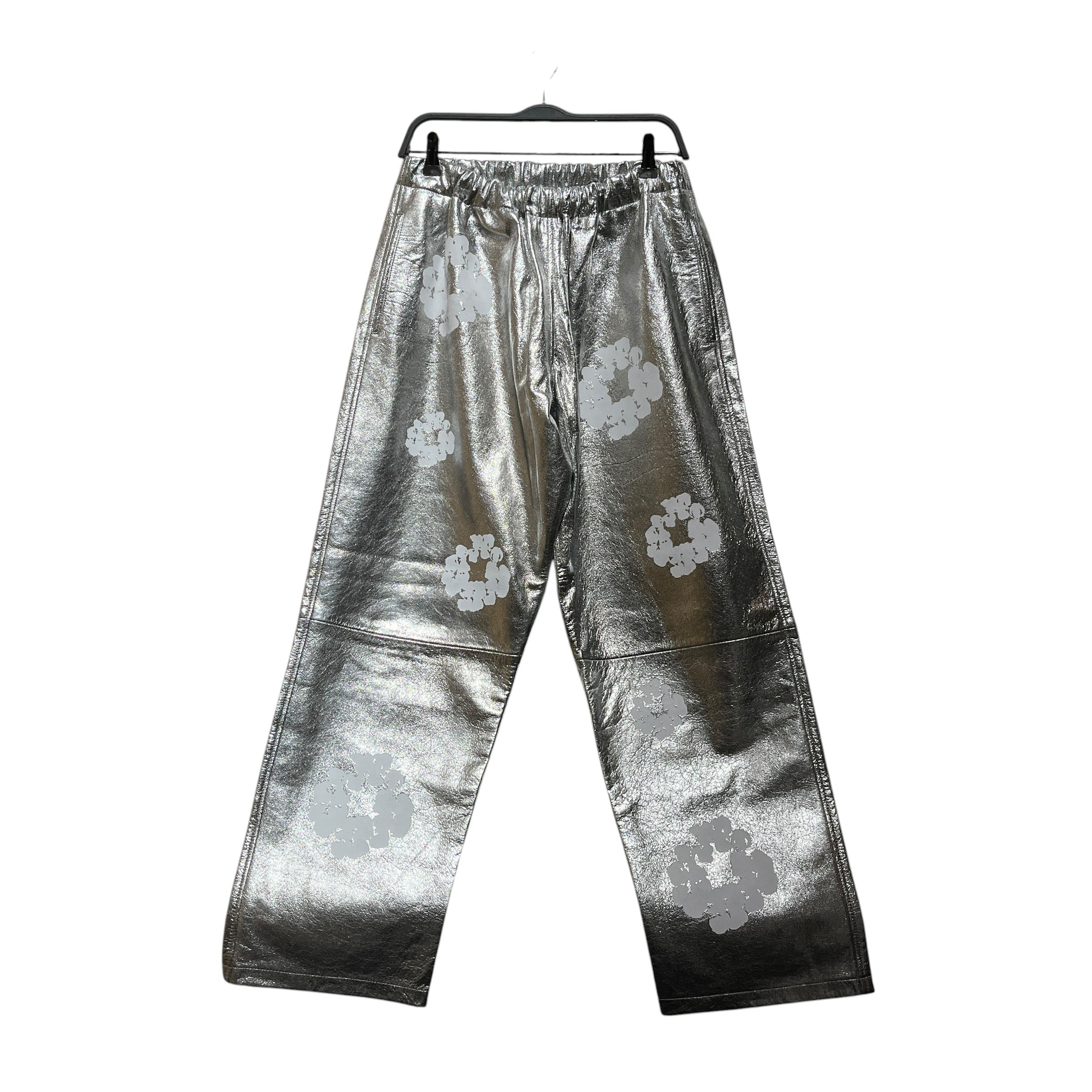 DENIM TEARS/Straight Pants/M/Leather/SLV/Leather Wreath Sweats Silver view 1