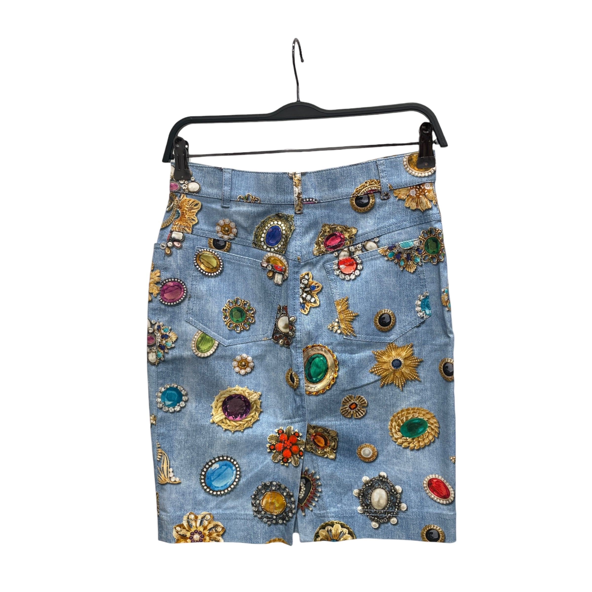 MOSCHINO/Long Skirt/4/Graphic/Cotton/BLU/GEM PRINT DENIM SKIRT view 2