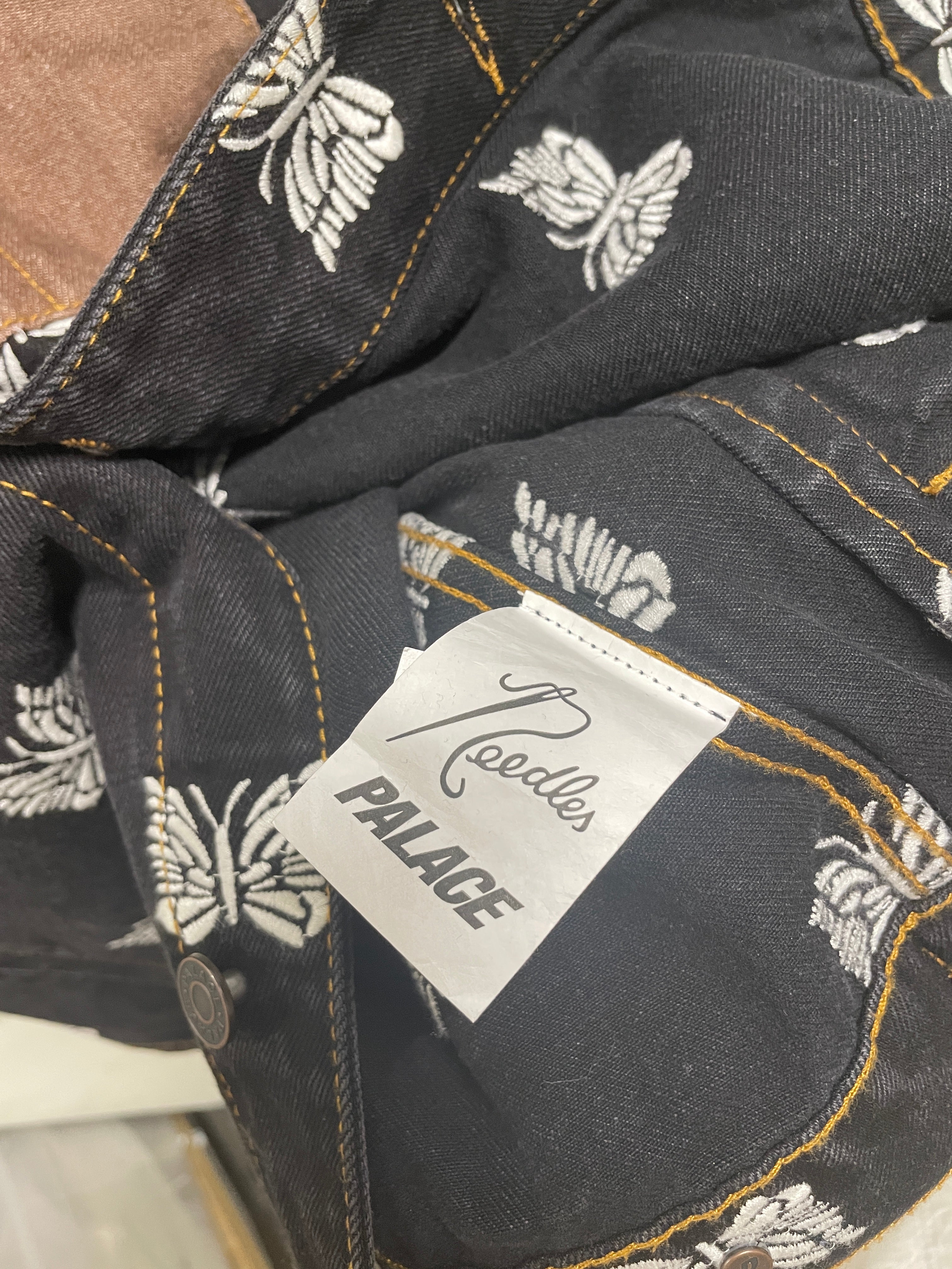 Needles/PALACE/Denim Jkt/M/Denim/BLK/All Over Print/butterflies all over view 5