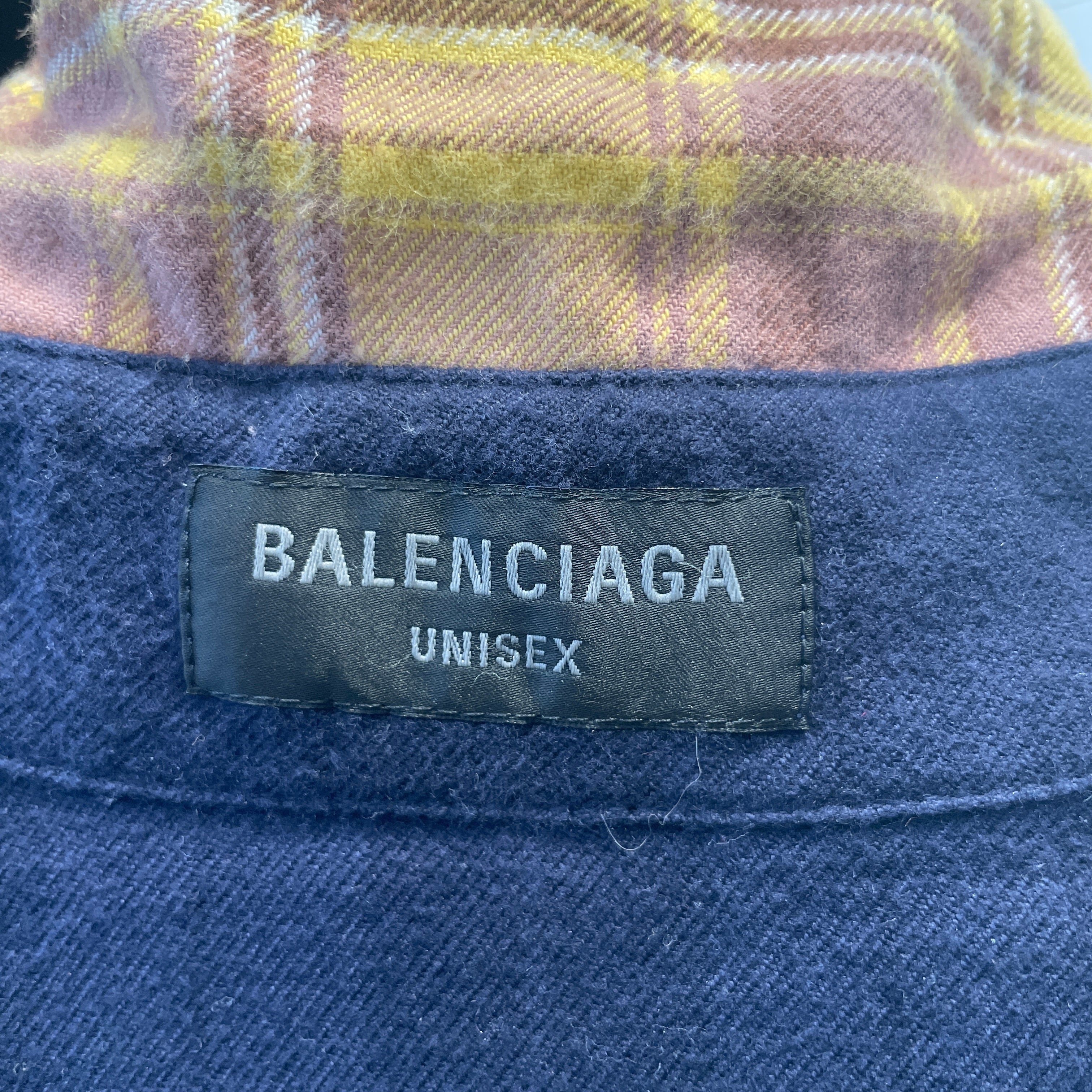 BALENCIAGA/LS Shirt/Cotton/NVY/REVERSAIABLE FLANNEL view 3