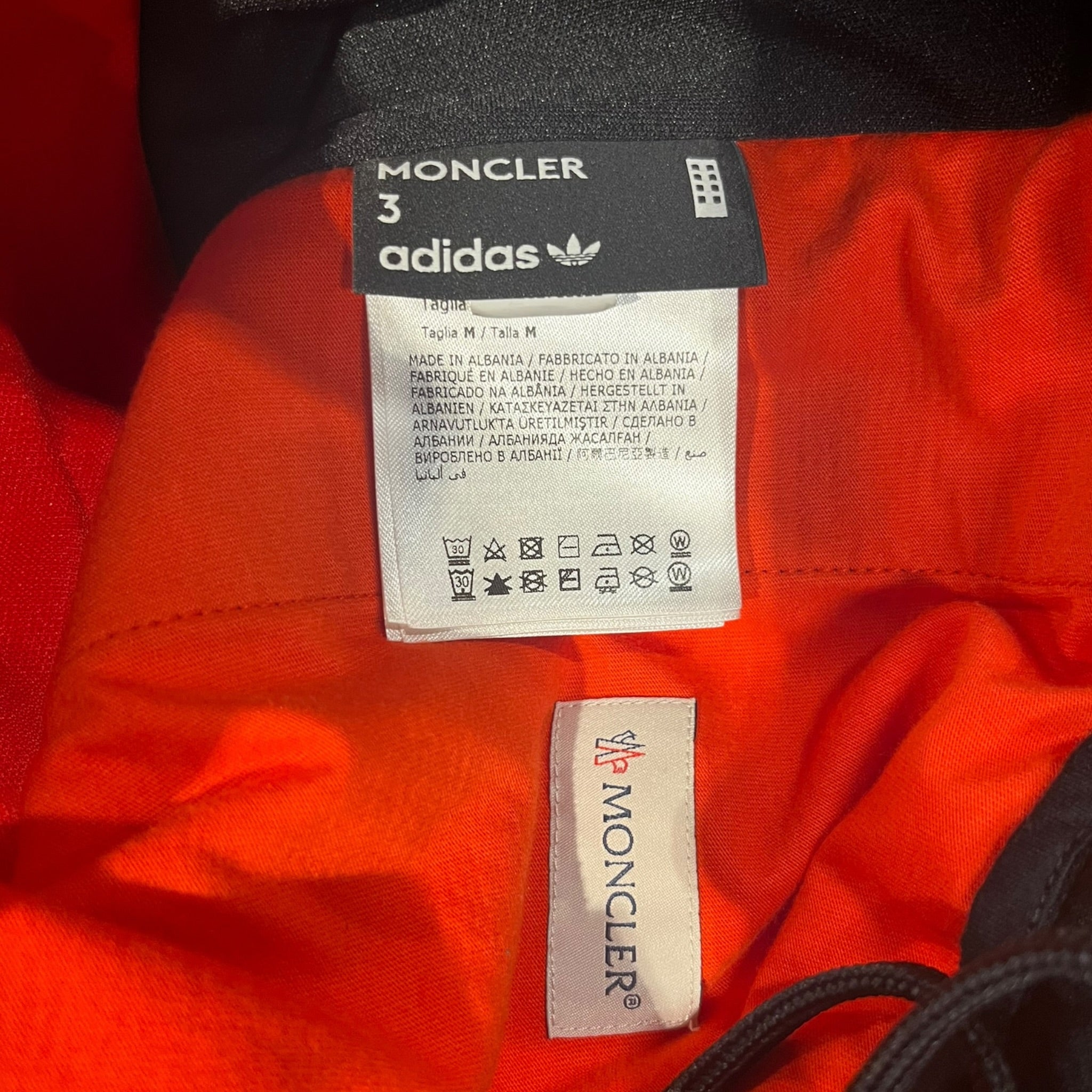 adidas/MONCLER/Pants/M/Polyester/RED/Joggers/wide leg view 3