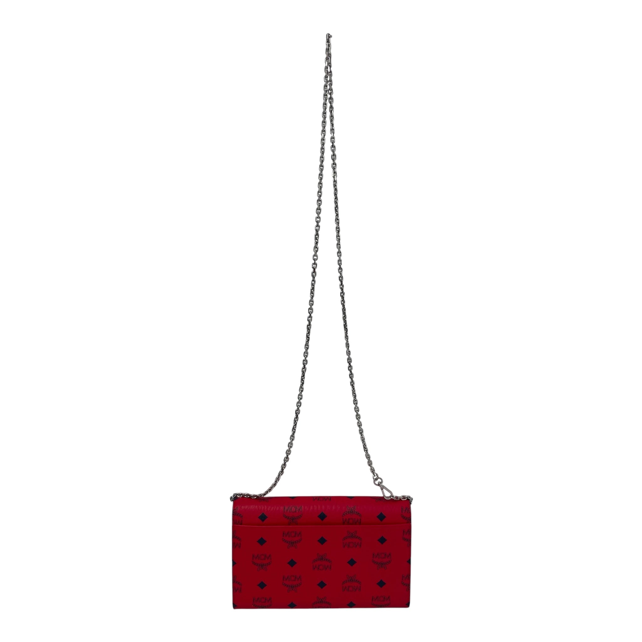 MCM/Cross Body Bag/Monogram/Leather/RED/slvr hrdwr small envelope view 2