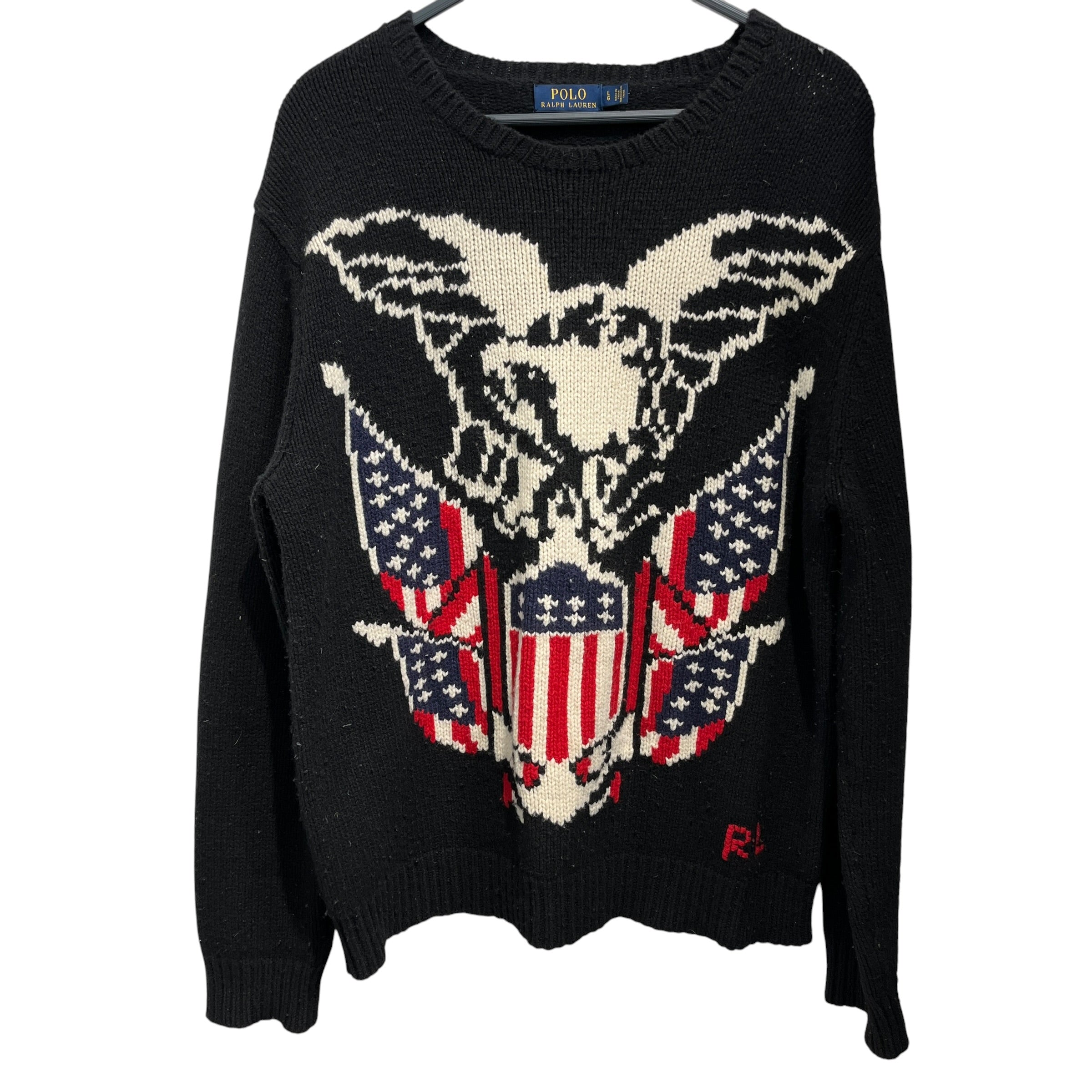POLO RALPH LAUREN/Heavy Sweater/L/Wool/BLK/Eagle Crest view 1