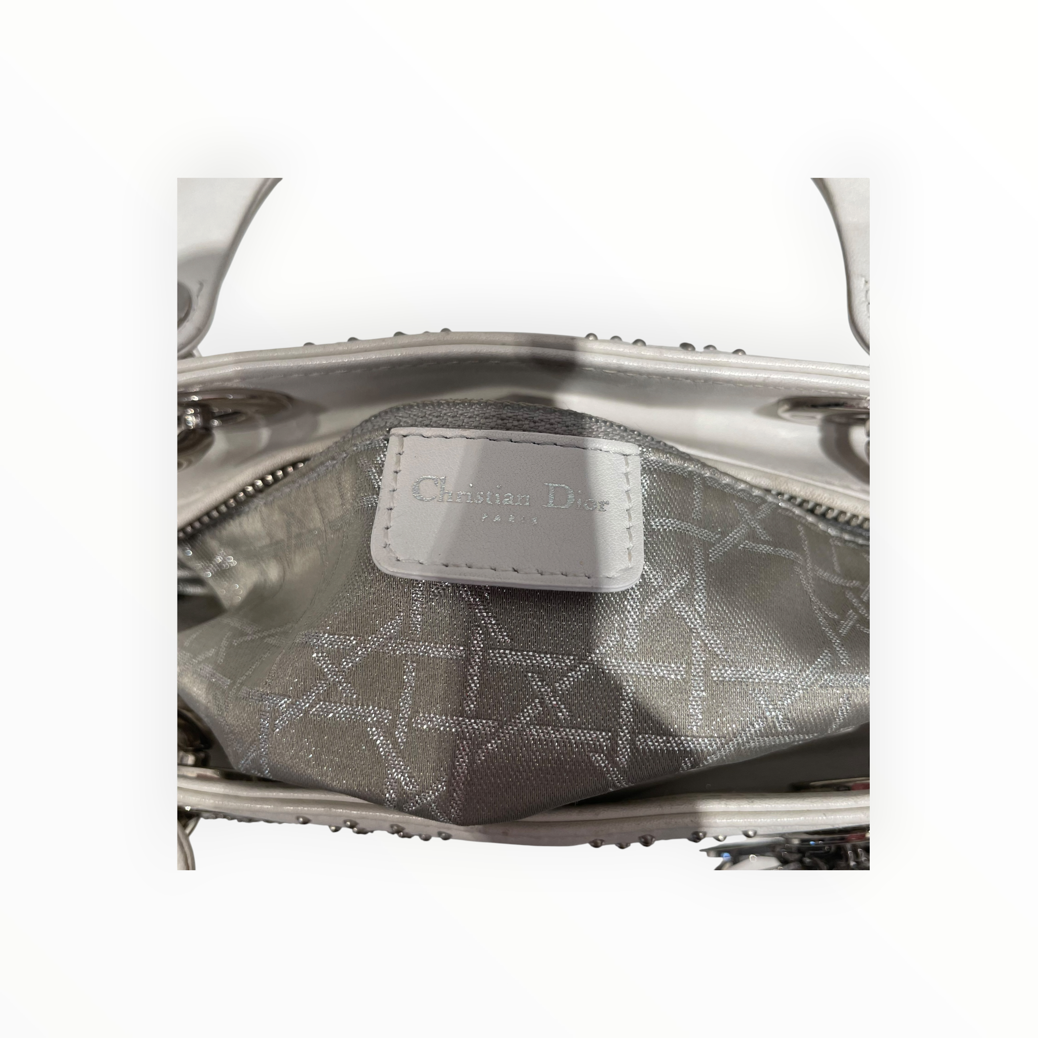 Christian Dior/Hand Bag/Leather/WHT/Cannage Lady Dior view 5
