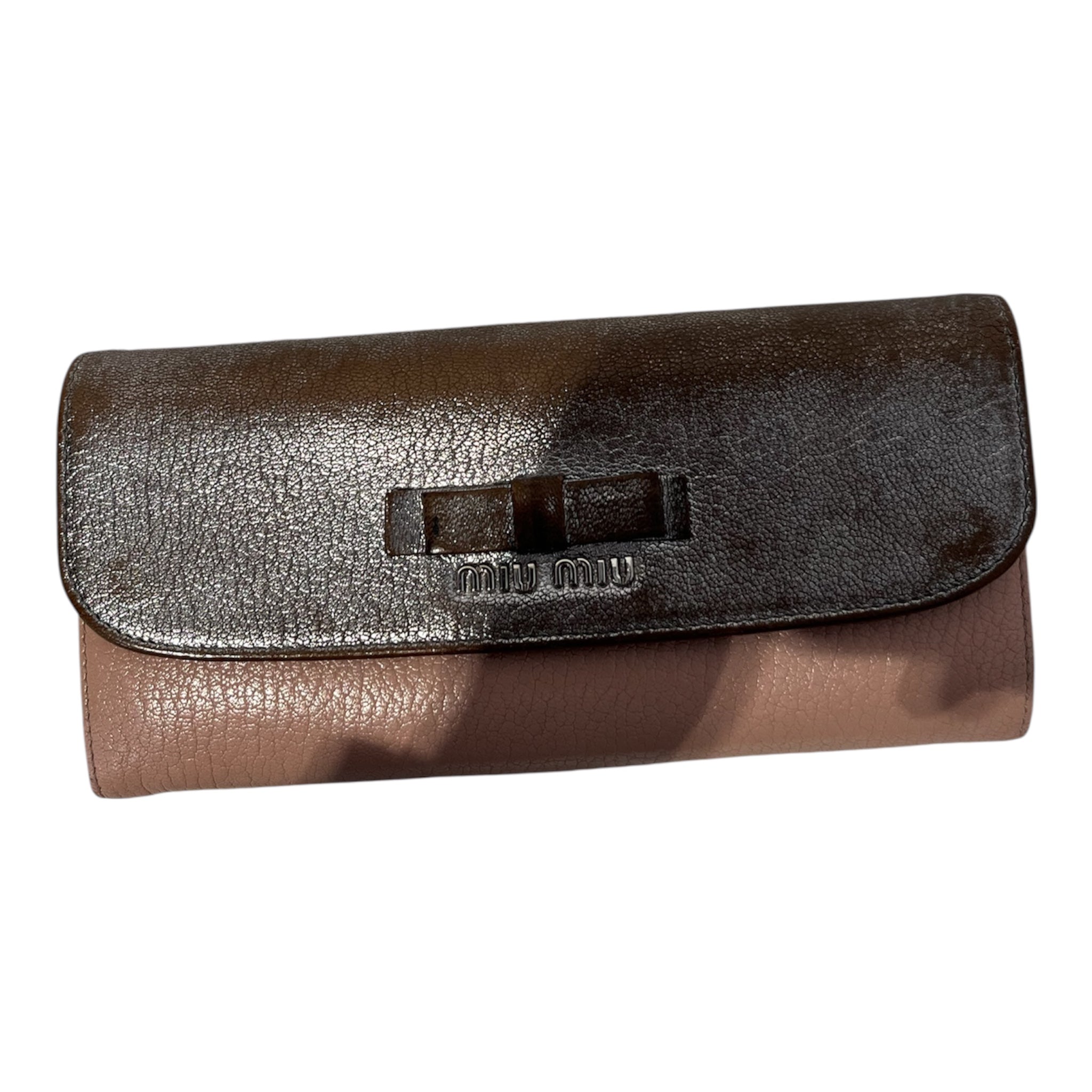 MIU MIU/Long Wallet/Faux Leather/MLT/RIBBONS LONG WALLET PNK/BRW view 3