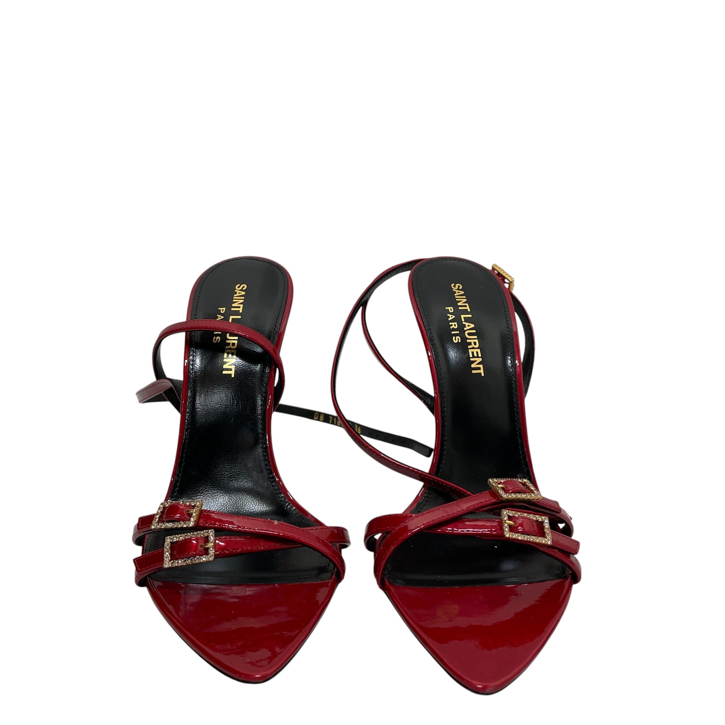 SAINT LAURENT/Heels/EU 36/RED/CRYSTAL BUCKLE STRAP view 1