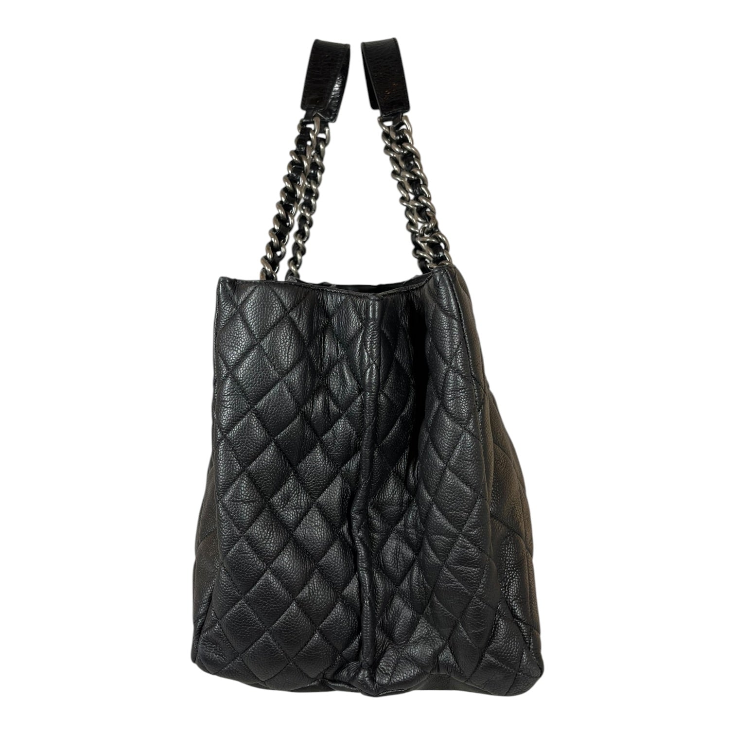 CHANEL/Hand Bag/Leather/BLK/SILVER BRAIDED QUILTED TOTE view 5
