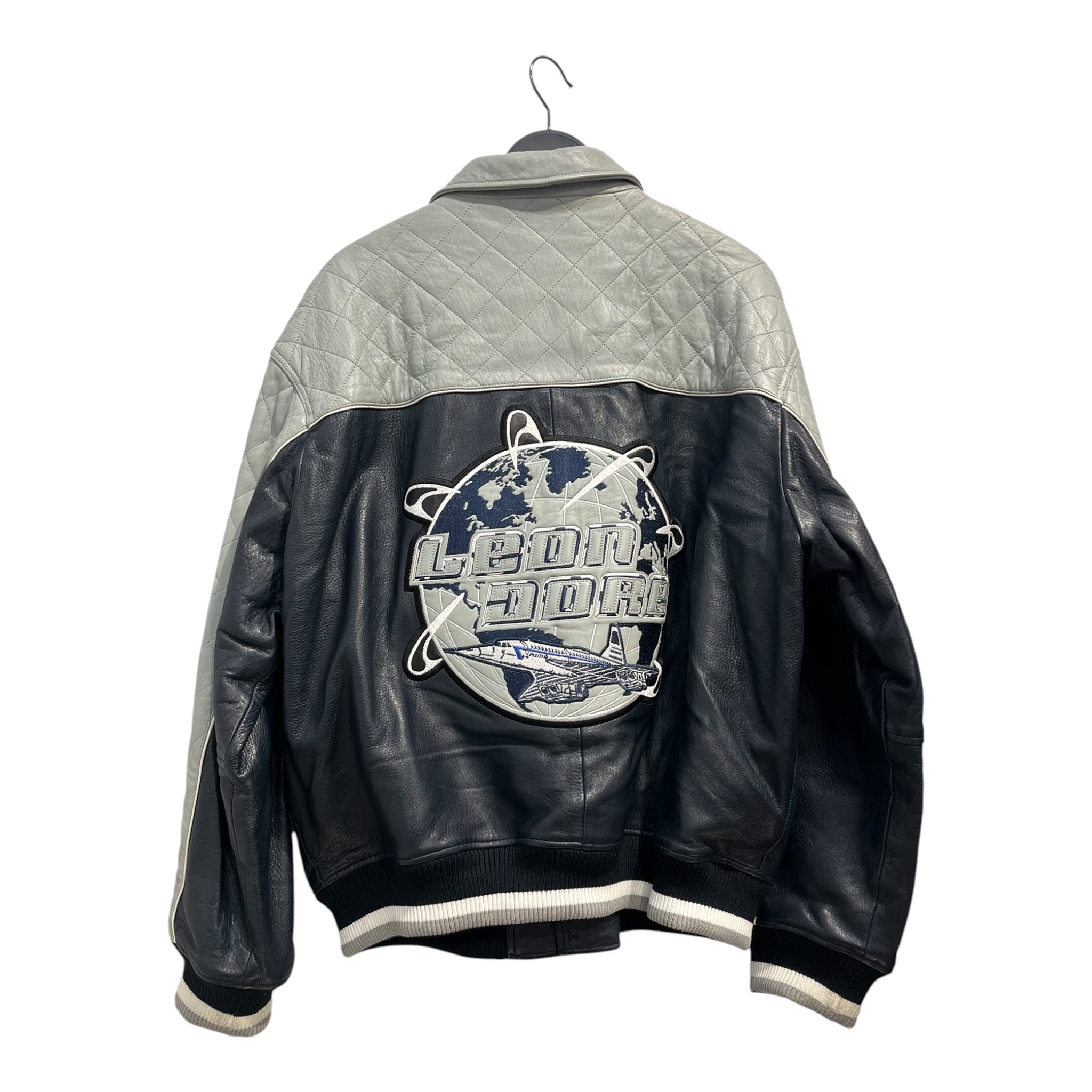 AIME LEON DORE/Leather Jkt/XL/Leather/BLU/gray shoulders view 2