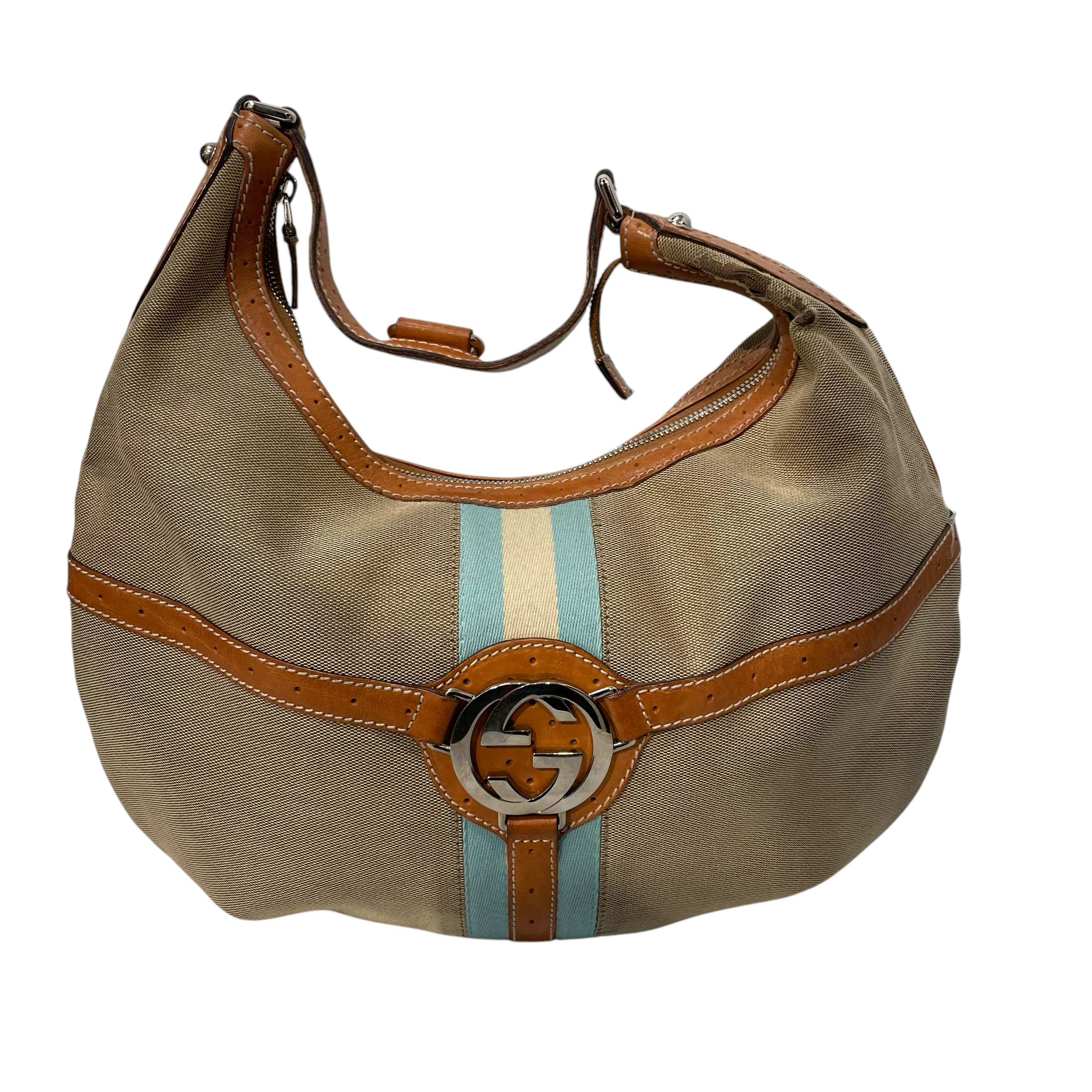 GUCCI/Hand Bag/Leather/BEG/Reins Web Hobo view 1
