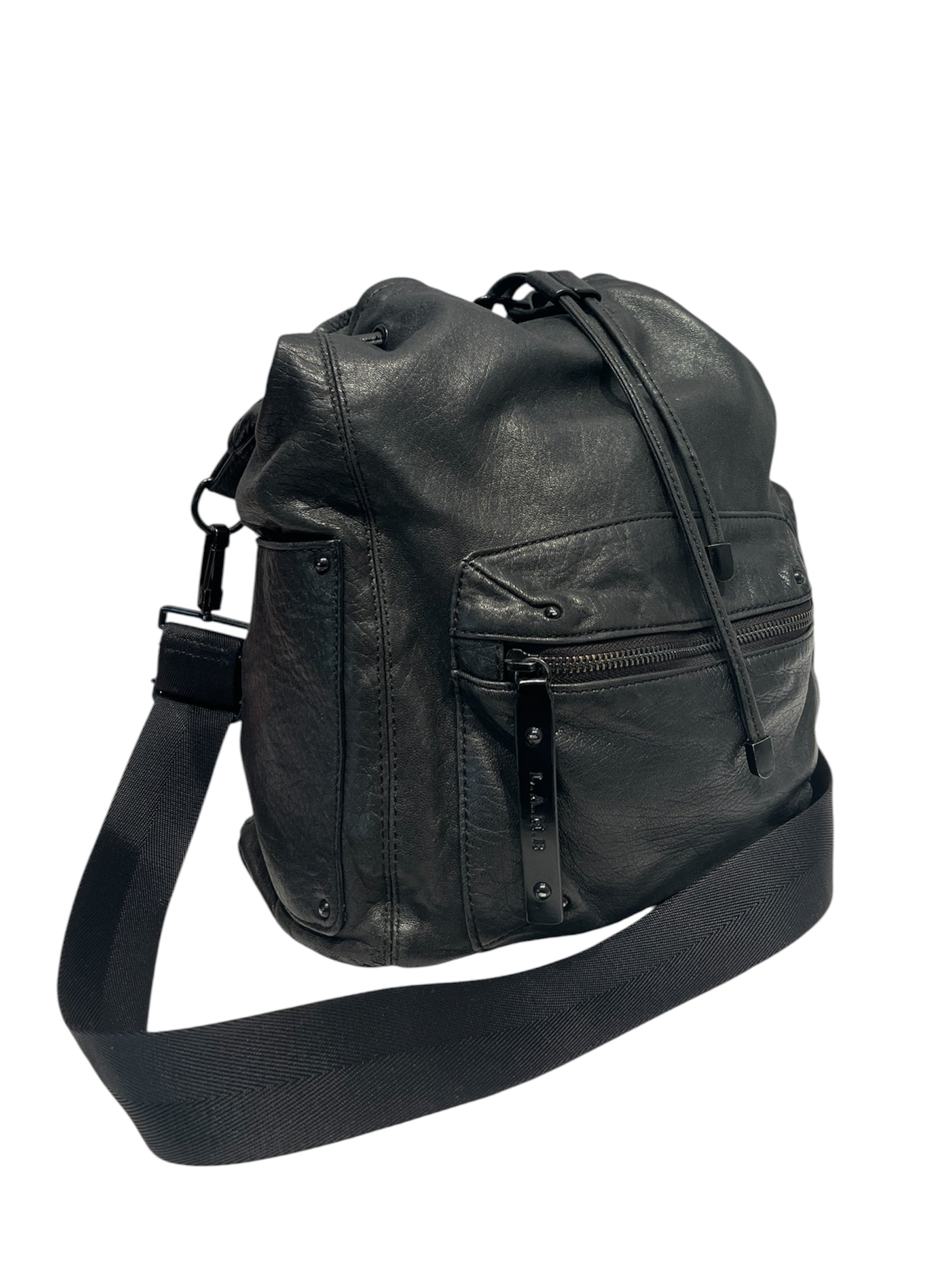 L.A.M.B./Basket Bag/Leather/BLK/1FRNTPCKT view 4